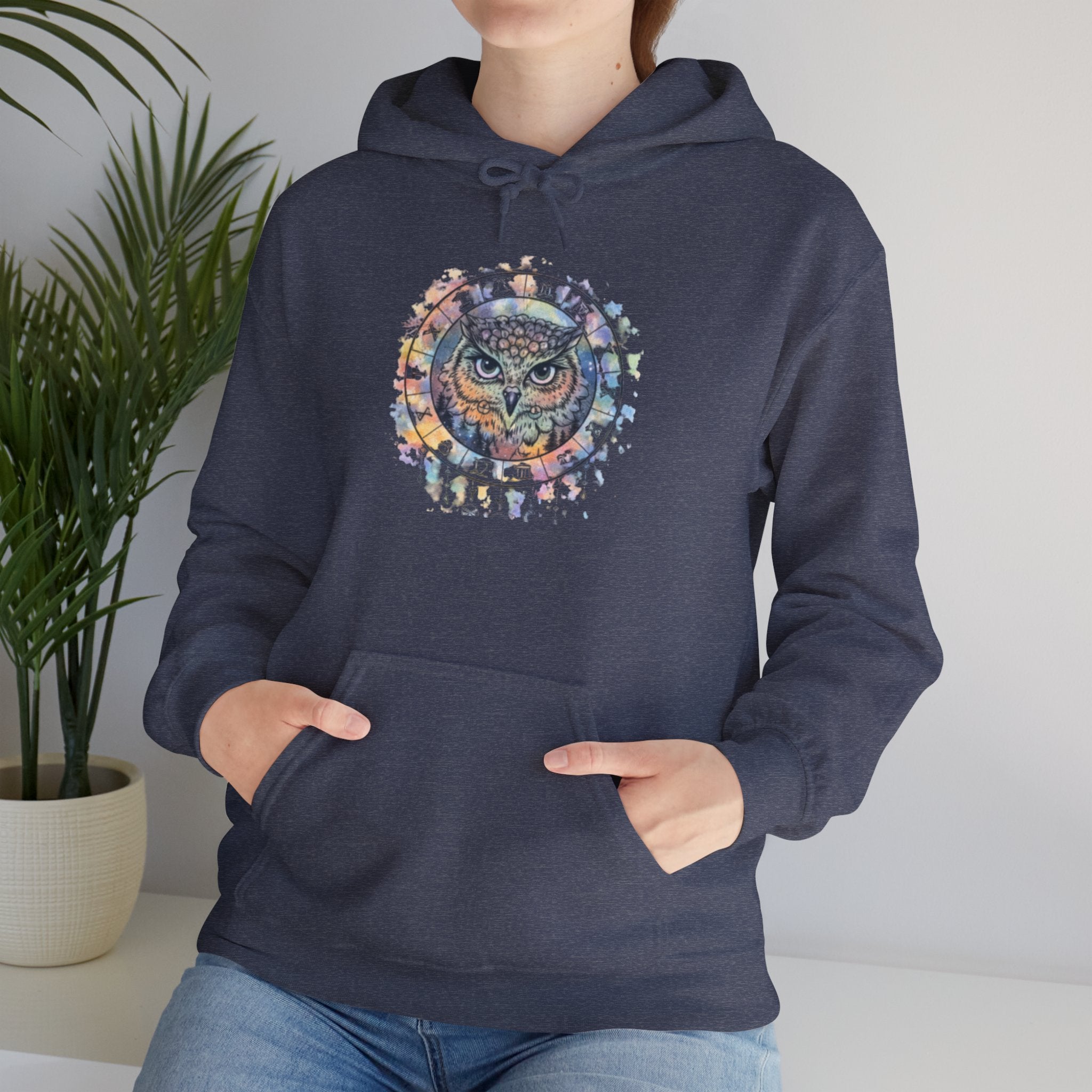 Owl Mandala Hoodie — Colorful Spiritual Owl Graphic Sweatshirt