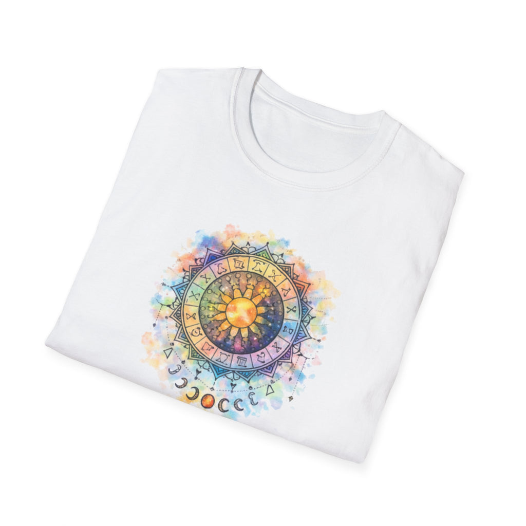 Sun & Moon Zodiac T-Shirt — Watercolor Astrological Mandala Tee