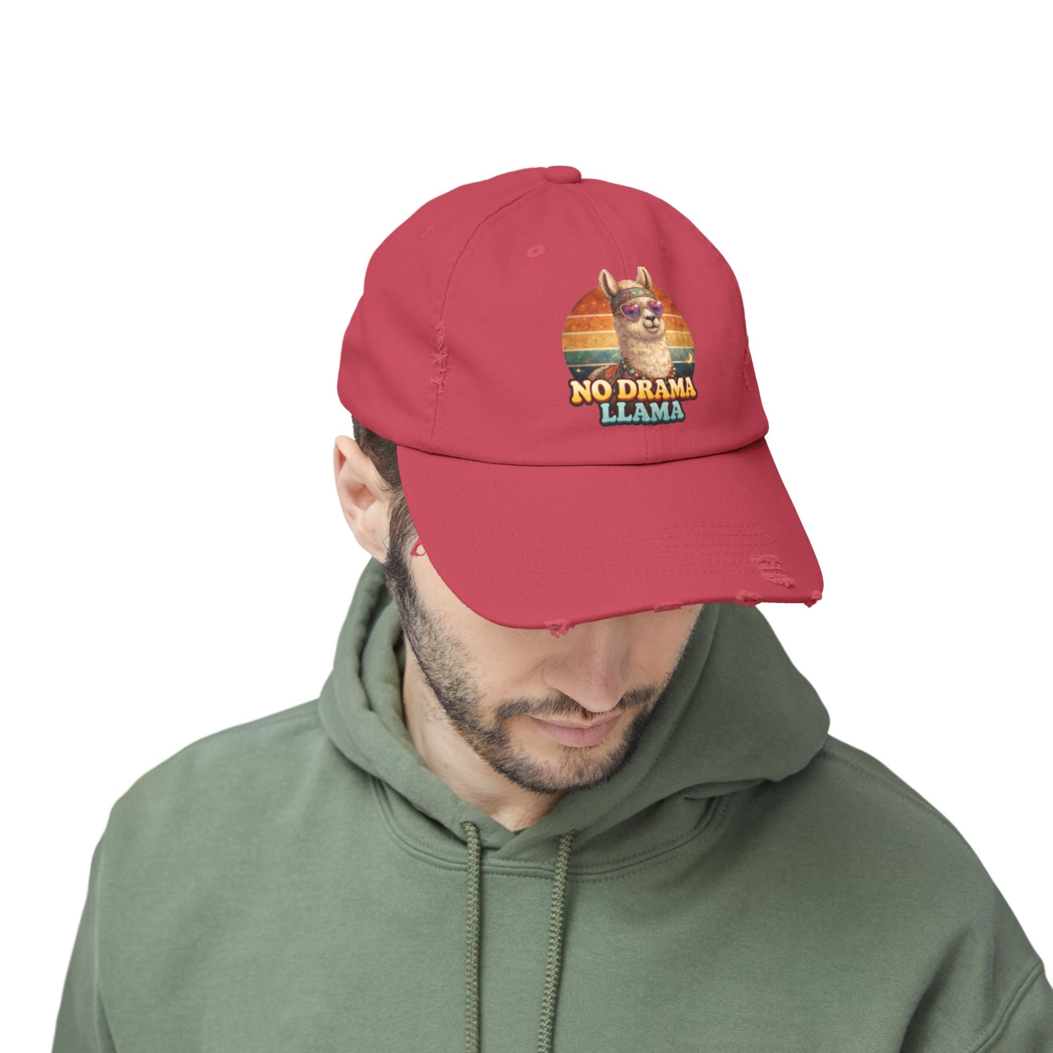 No Drama Llama Distressed Cap — Retro Llama Vintage Baseball Hat
