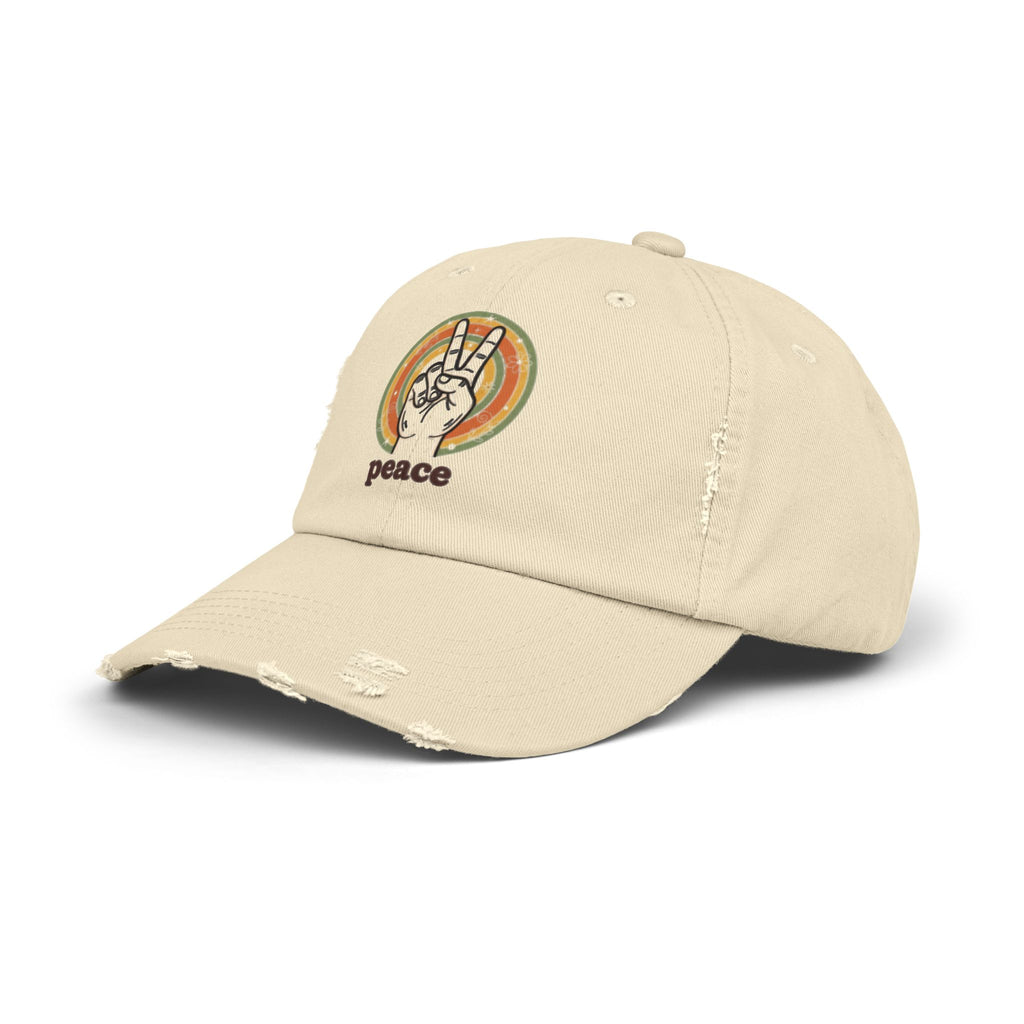 Peace Vintage Distressed Cap — Retro Rainbow Peace Sign Hat