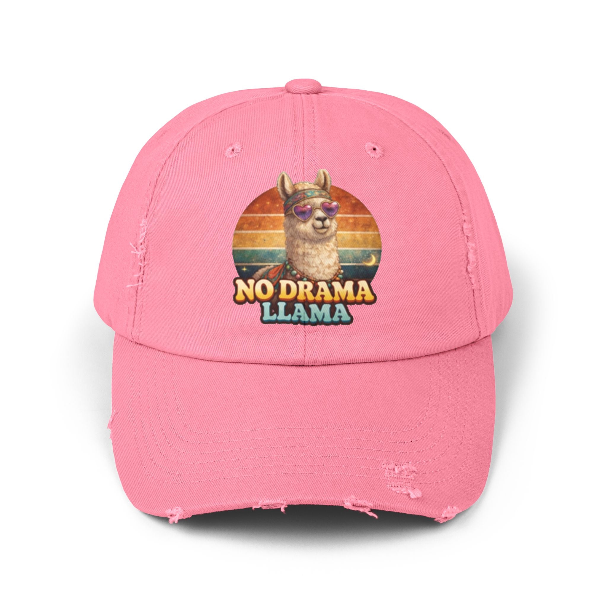 No Drama Llama Distressed Cap — Retro Llama Vintage Baseball Hat