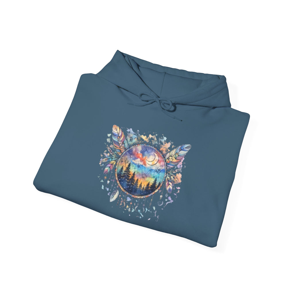 Nature Dreamcatcher Hoodie — Colorful Mountain Sunset Graphic