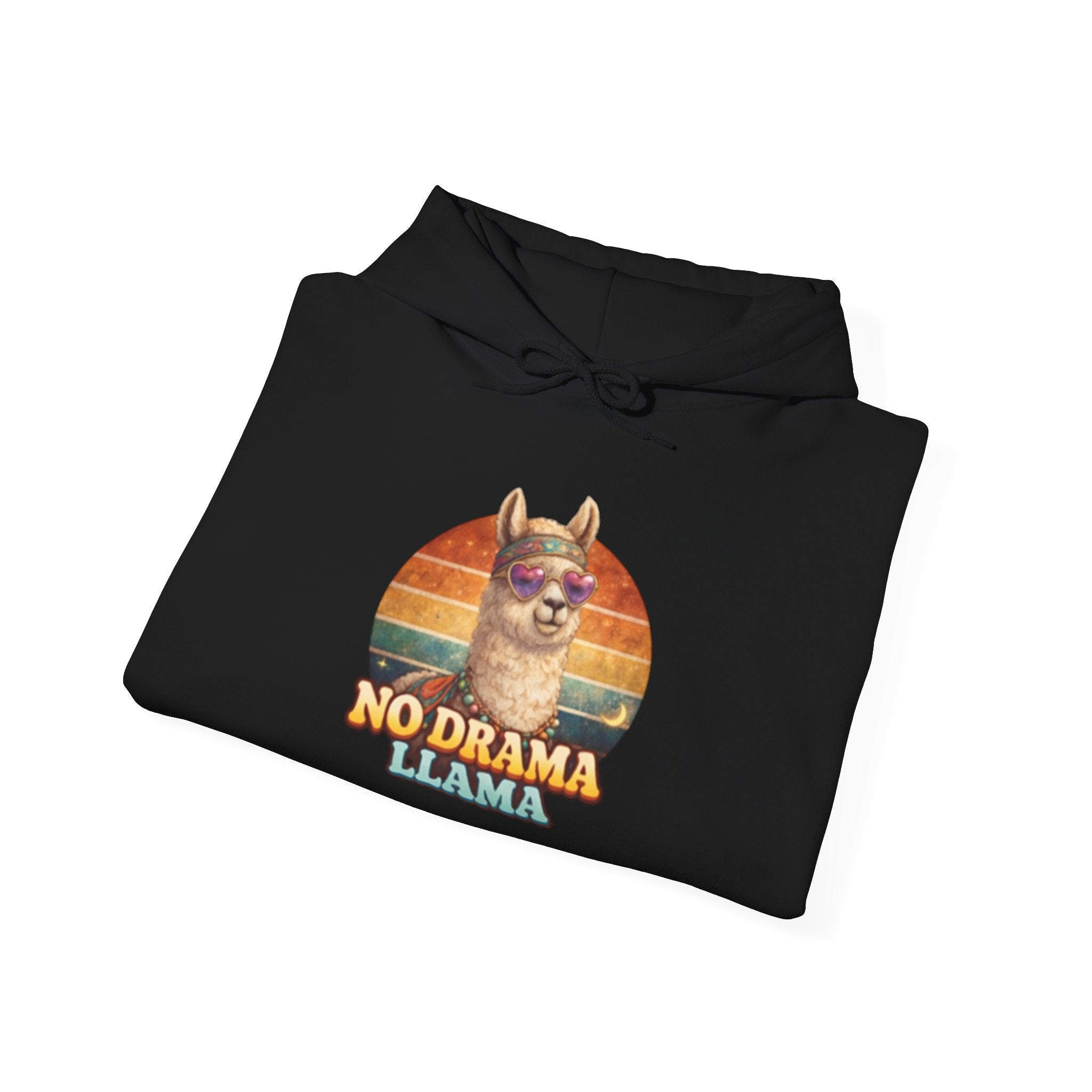 No Drama Llama Hoodie – Retro Sunset Graphic Pullover