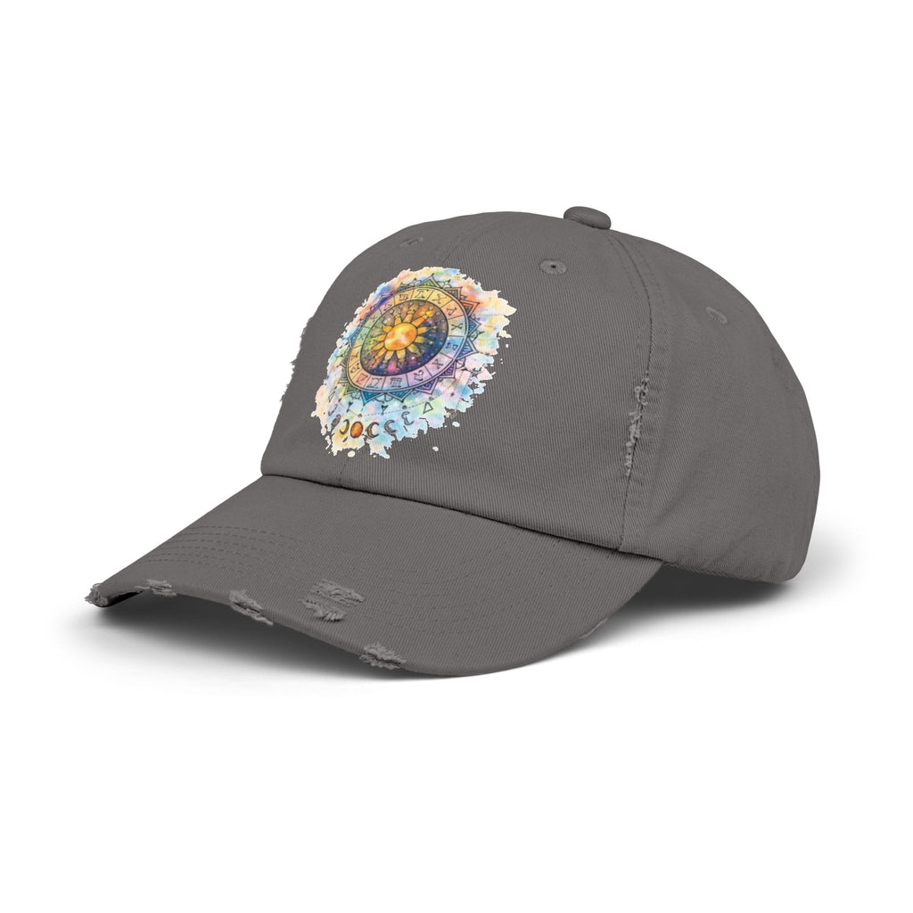 Distressed Cap — Watercolor Compass Mandala Hat