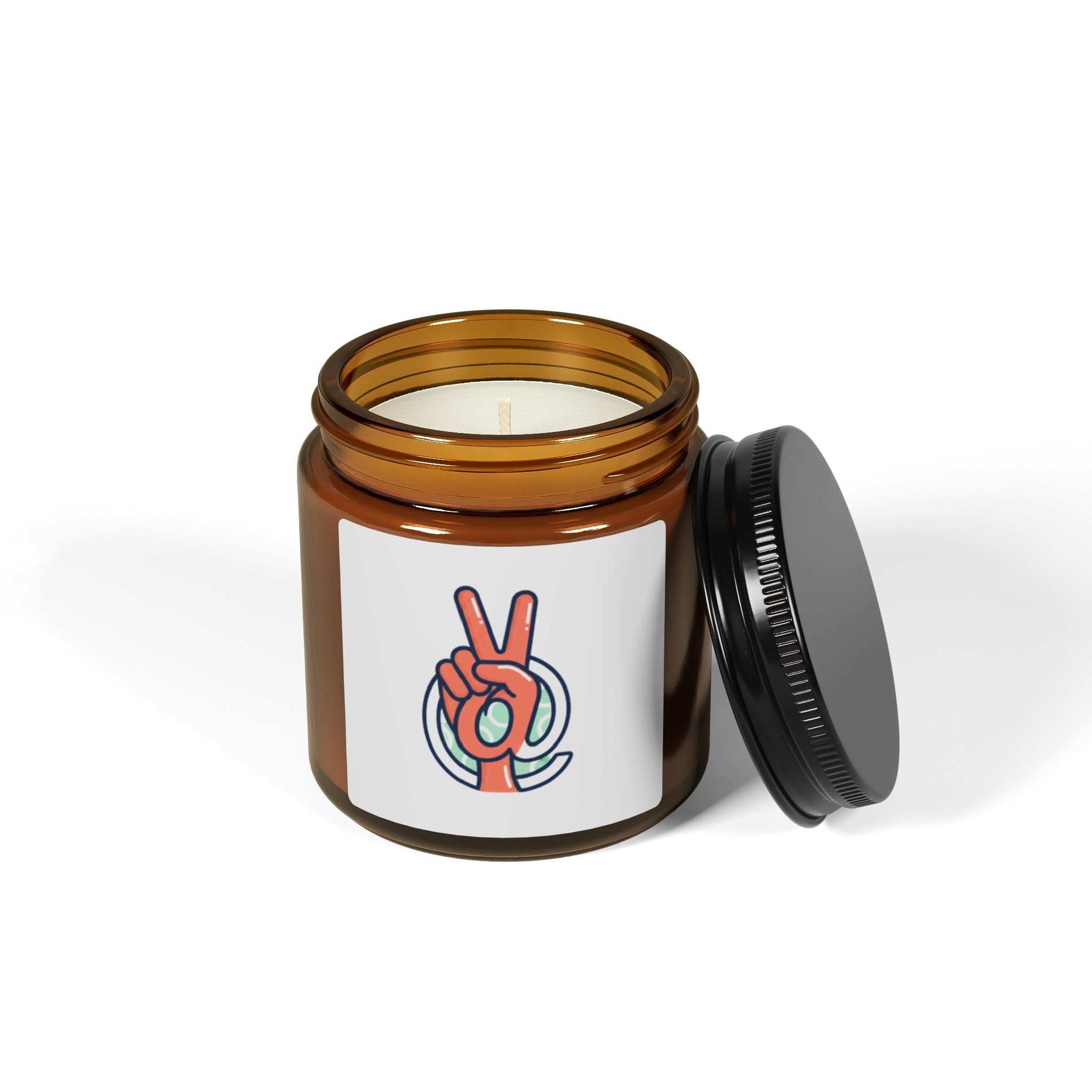 Peace Sign Soy Candle — Amber Jar Scented Candle (Multi-Size)