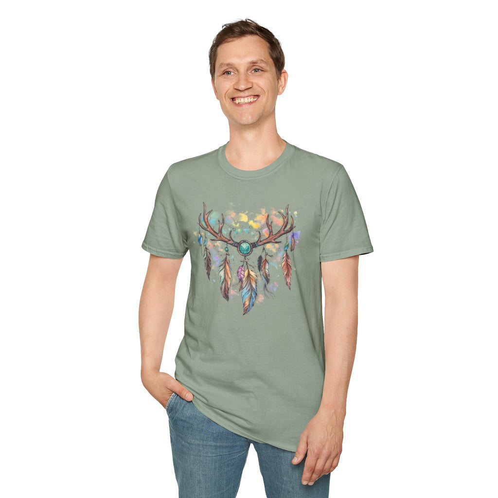 Boho Antler Dreamcatcher Watercolor T-Shirt