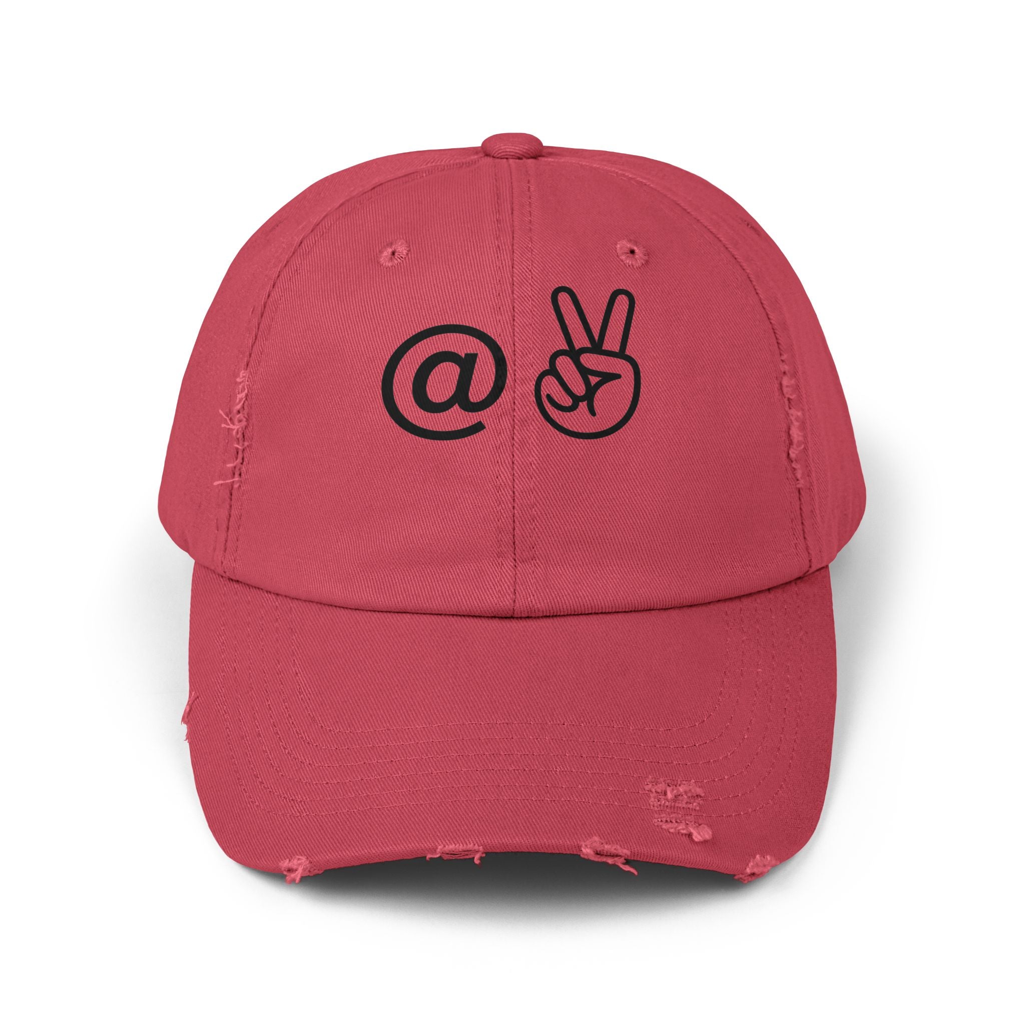 Distressed Embroidered "@ Peace" Cap