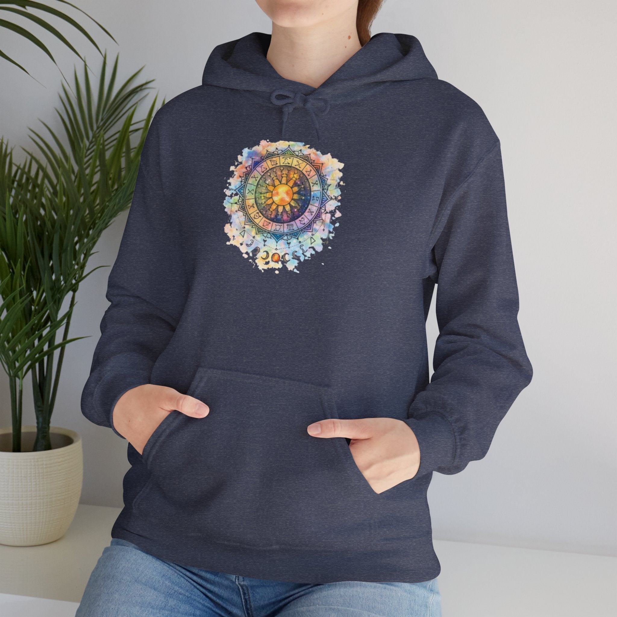 Astrology Compass Hoodie — Boho Tie-Dye Mandala Graphic