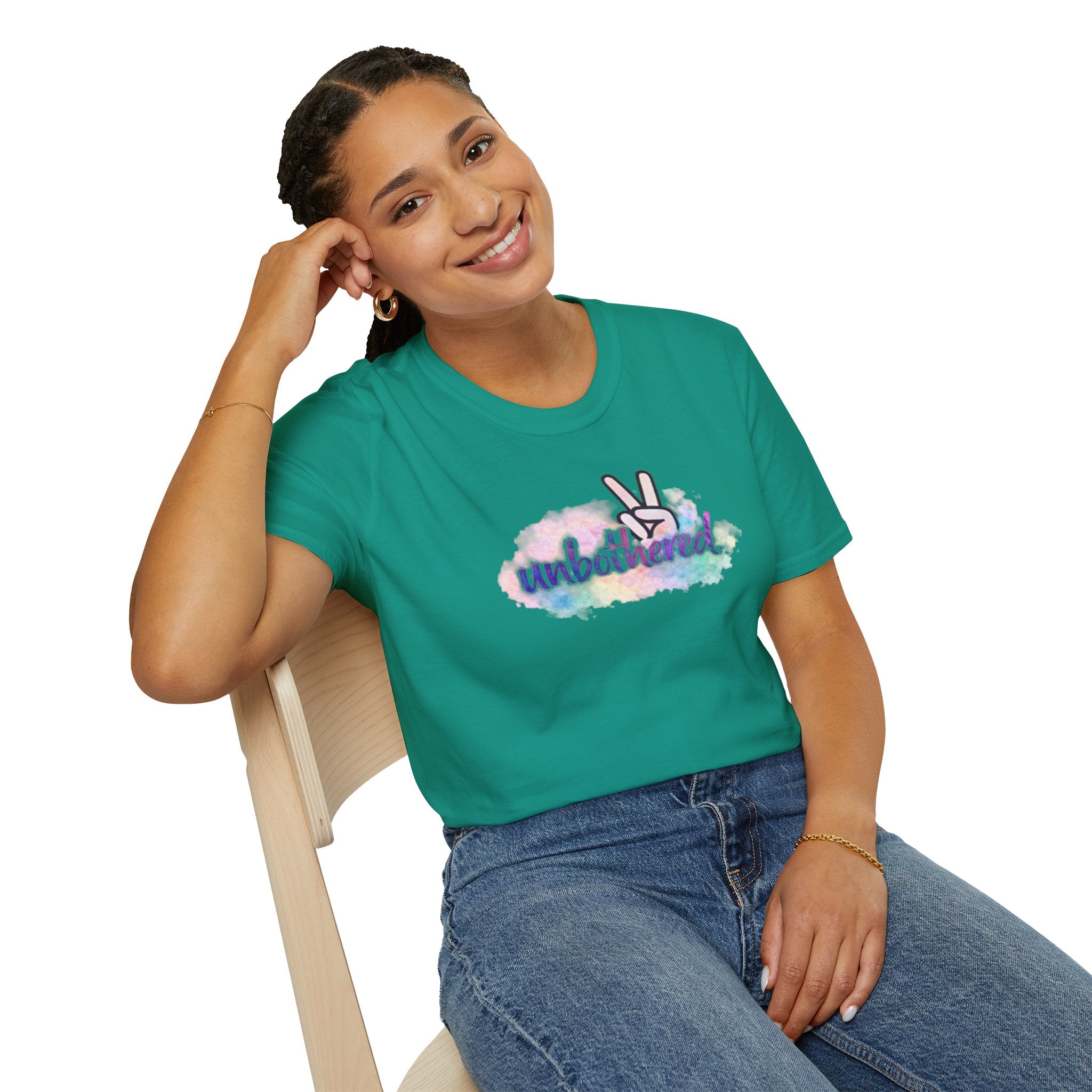 Unbothered Peace Sign T‑Shirt — Colorful Watercolor Graphic Tee