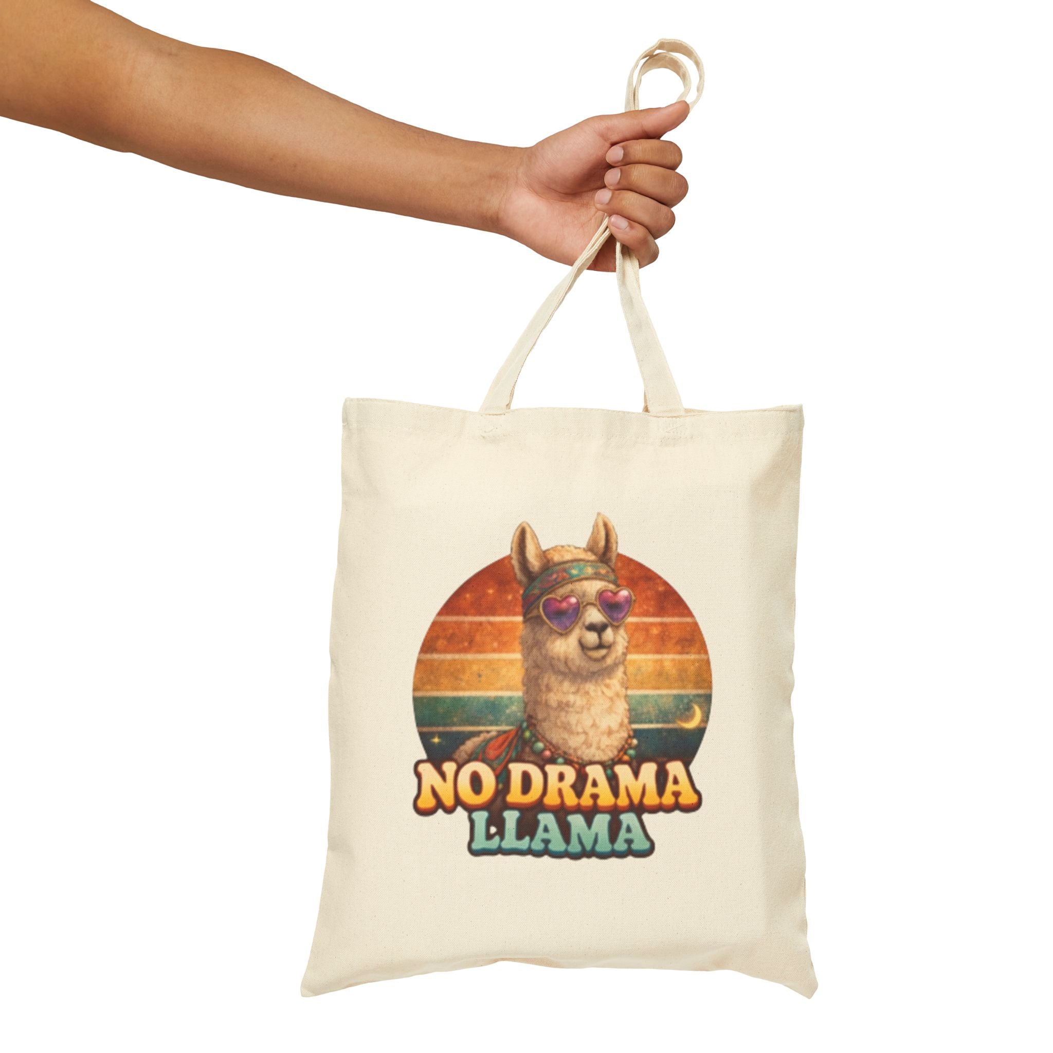 No Drama Llama Canvas Tote Bag – Vintage Retro Alpaca Shopper