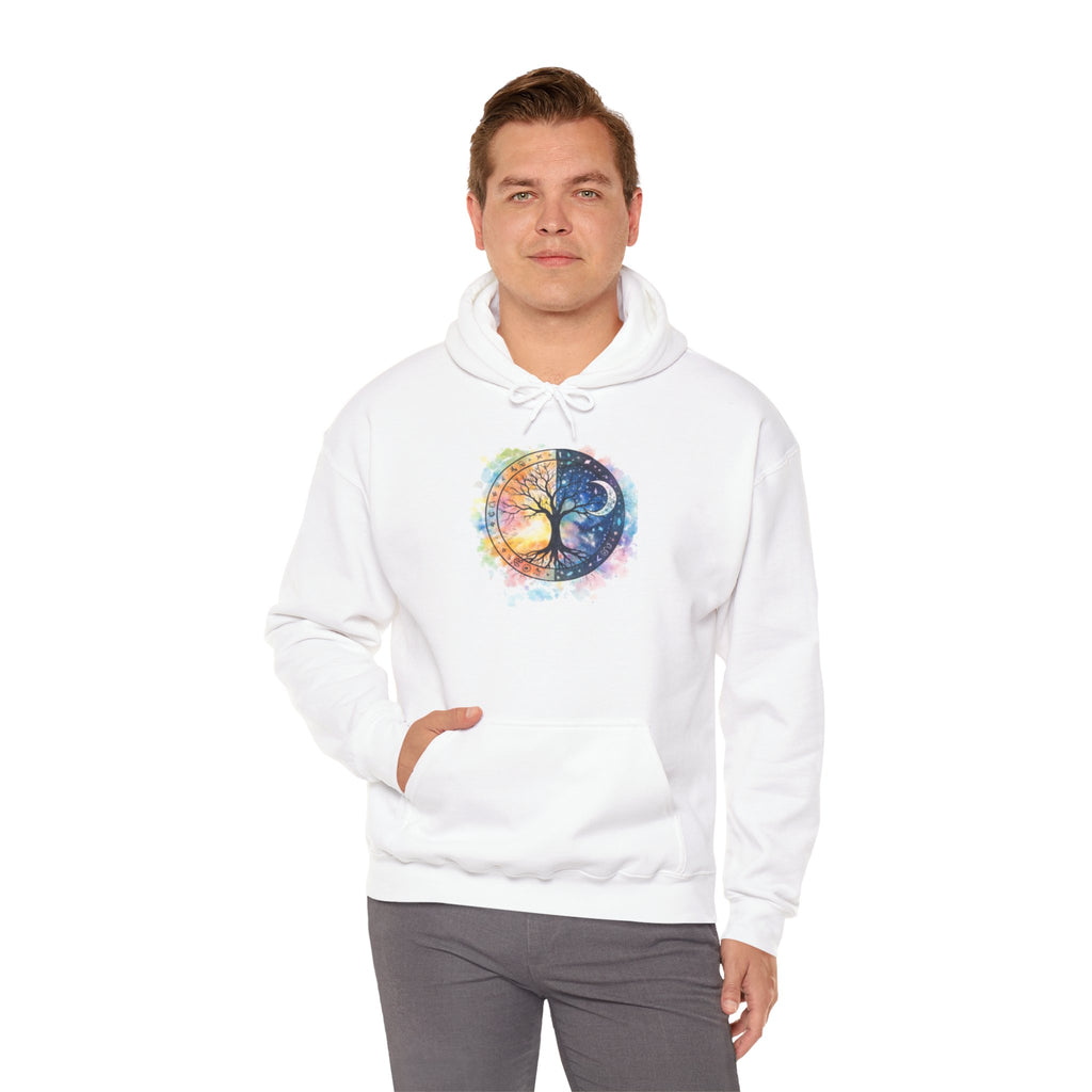 Yin Yang Tree Of Life Hoodie — Colorful Sun & Moon Spiritual Pullover