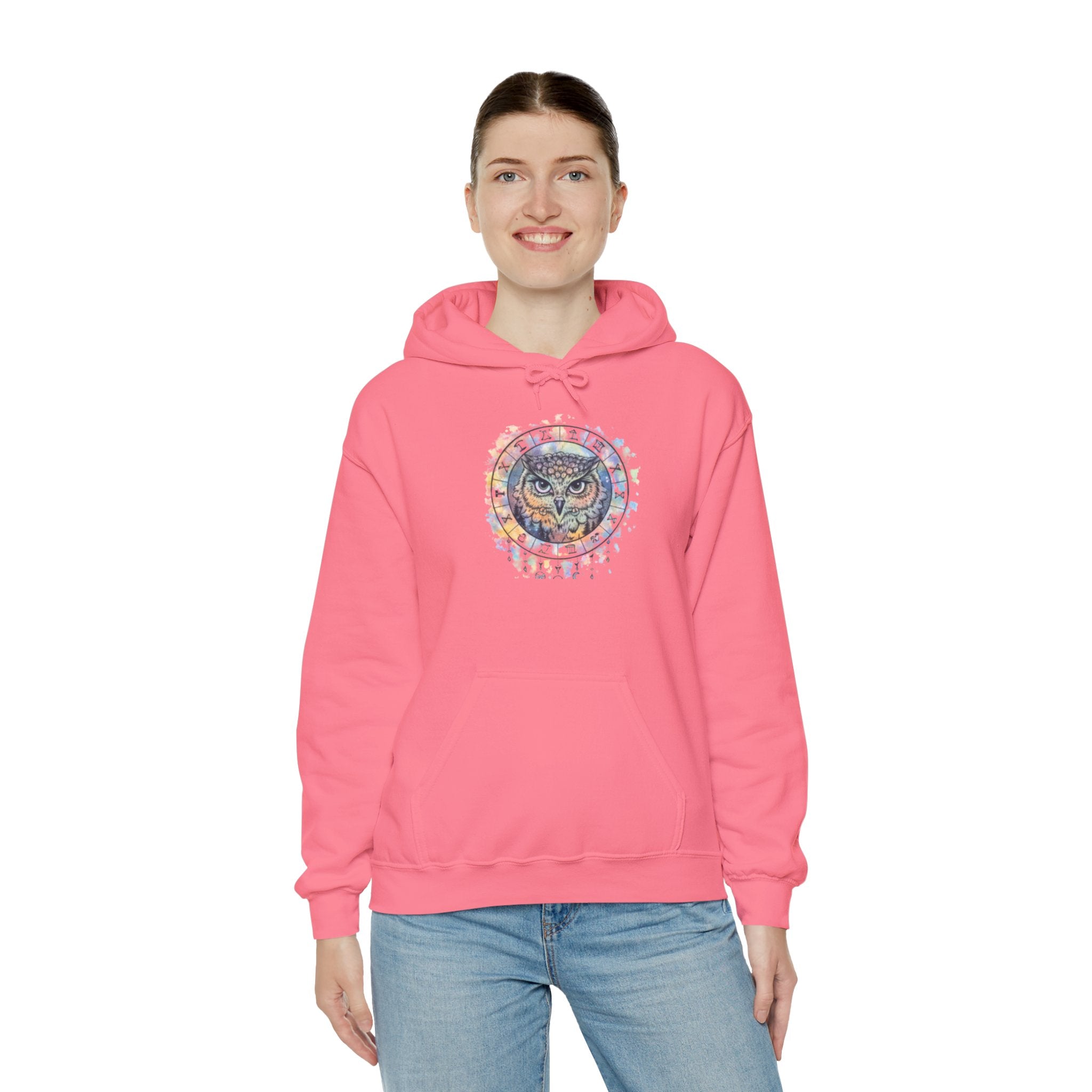 Owl Mandala Hoodie — Colorful Spiritual Owl Graphic Sweatshirt