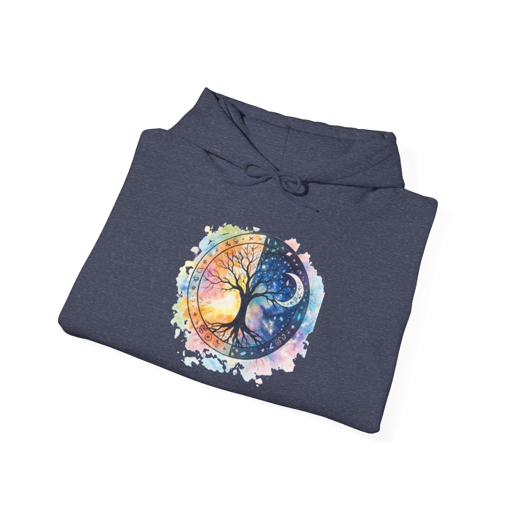 Yin Yang Tree Of Life Hoodie — Colorful Sun & Moon Spiritual Pullover
