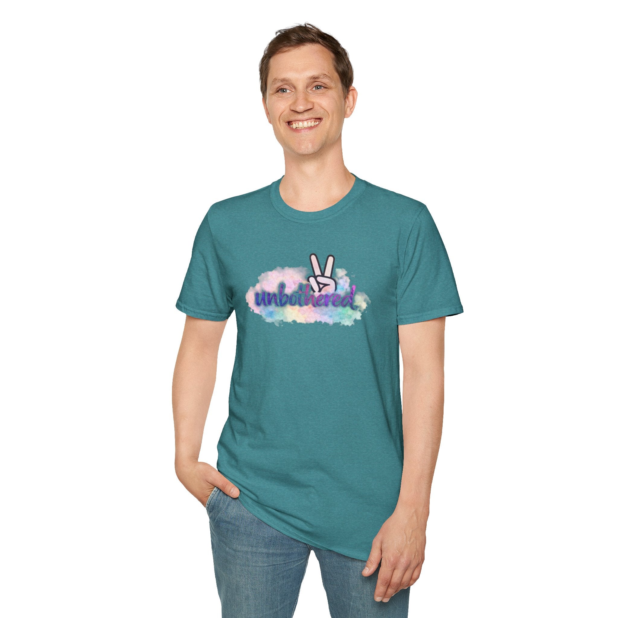 Unbothered Peace Sign T‑Shirt — Colorful Watercolor Graphic Tee