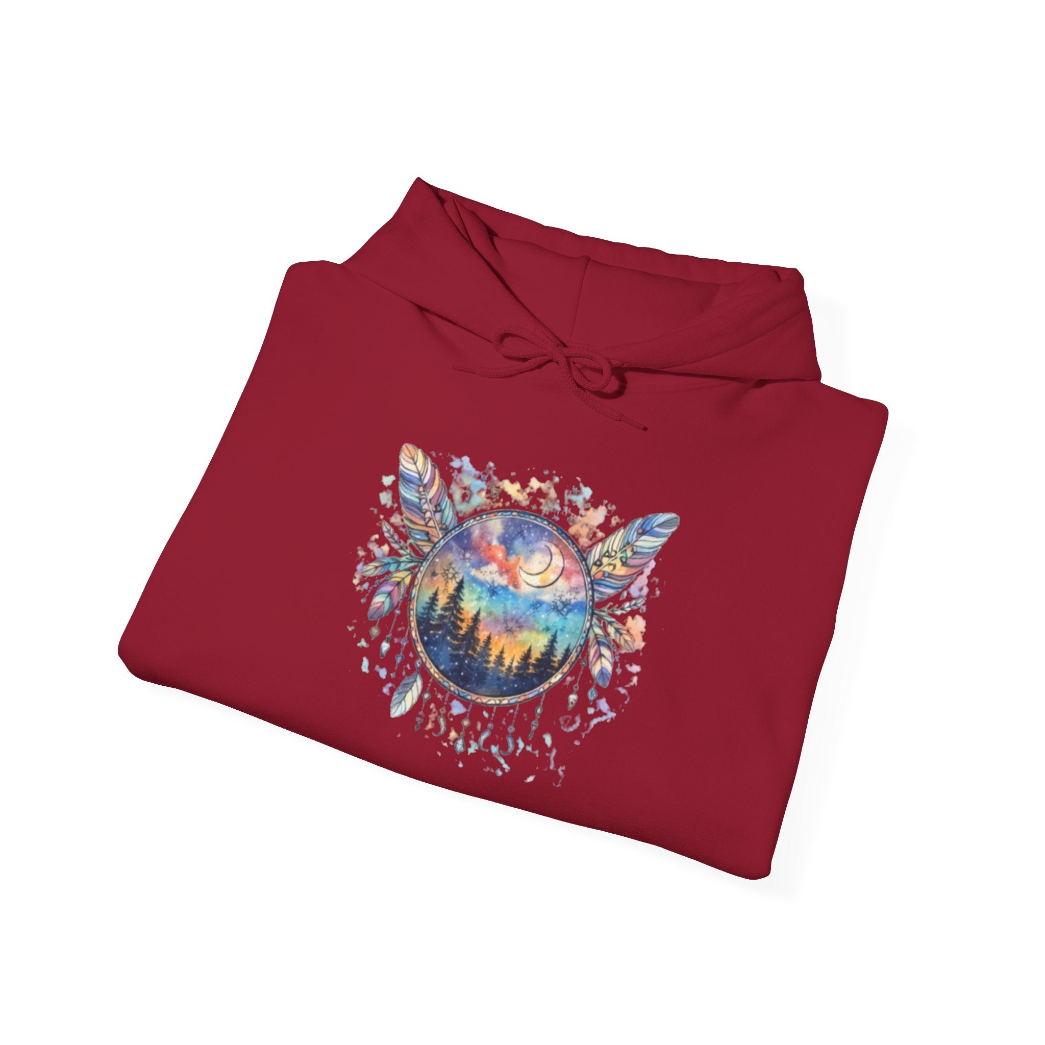 Nature Dreamcatcher Hoodie — Colorful Mountain Sunset Graphic