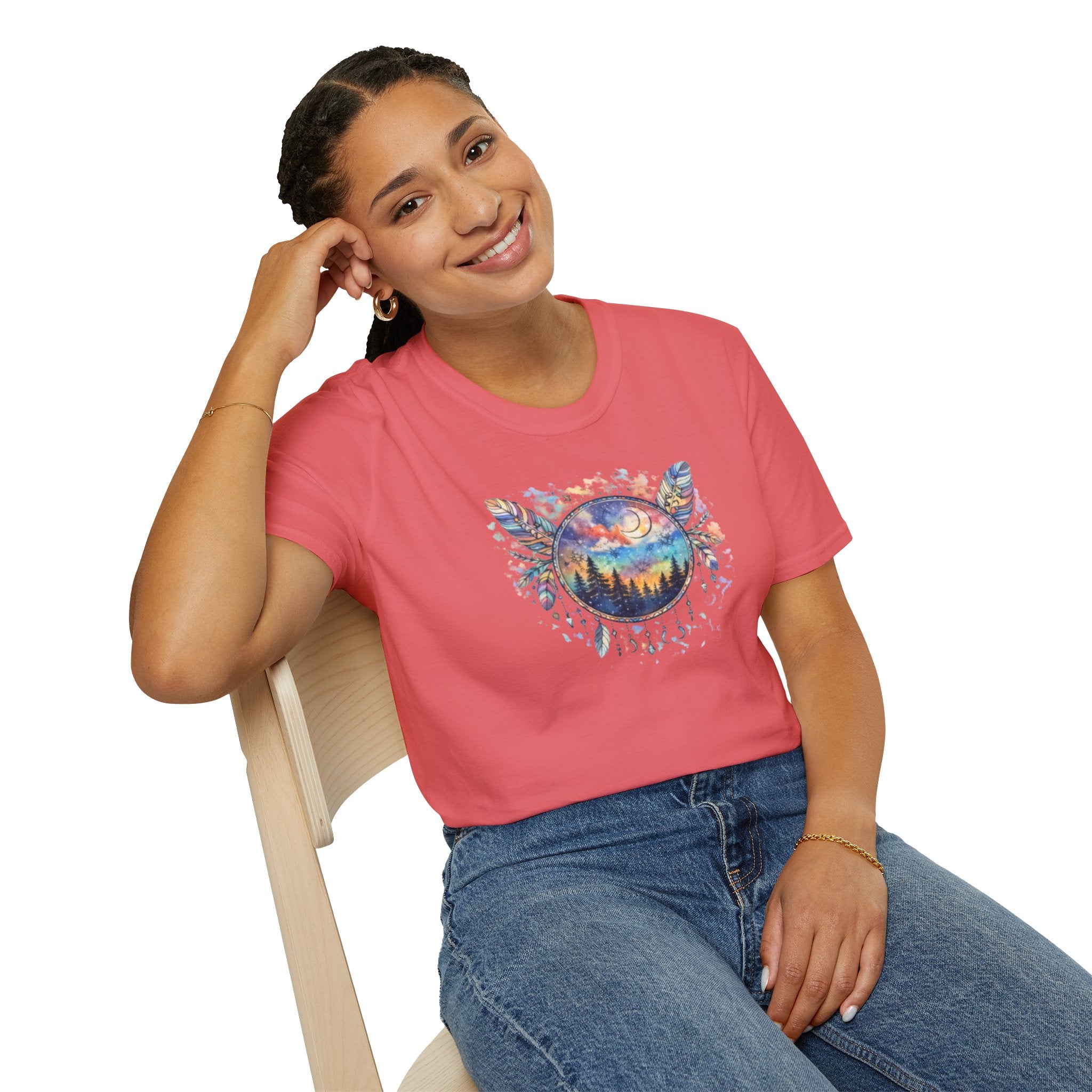 Watercolor Dreamcatcher Sunset T-Shirt — Boho Spiritual Tee