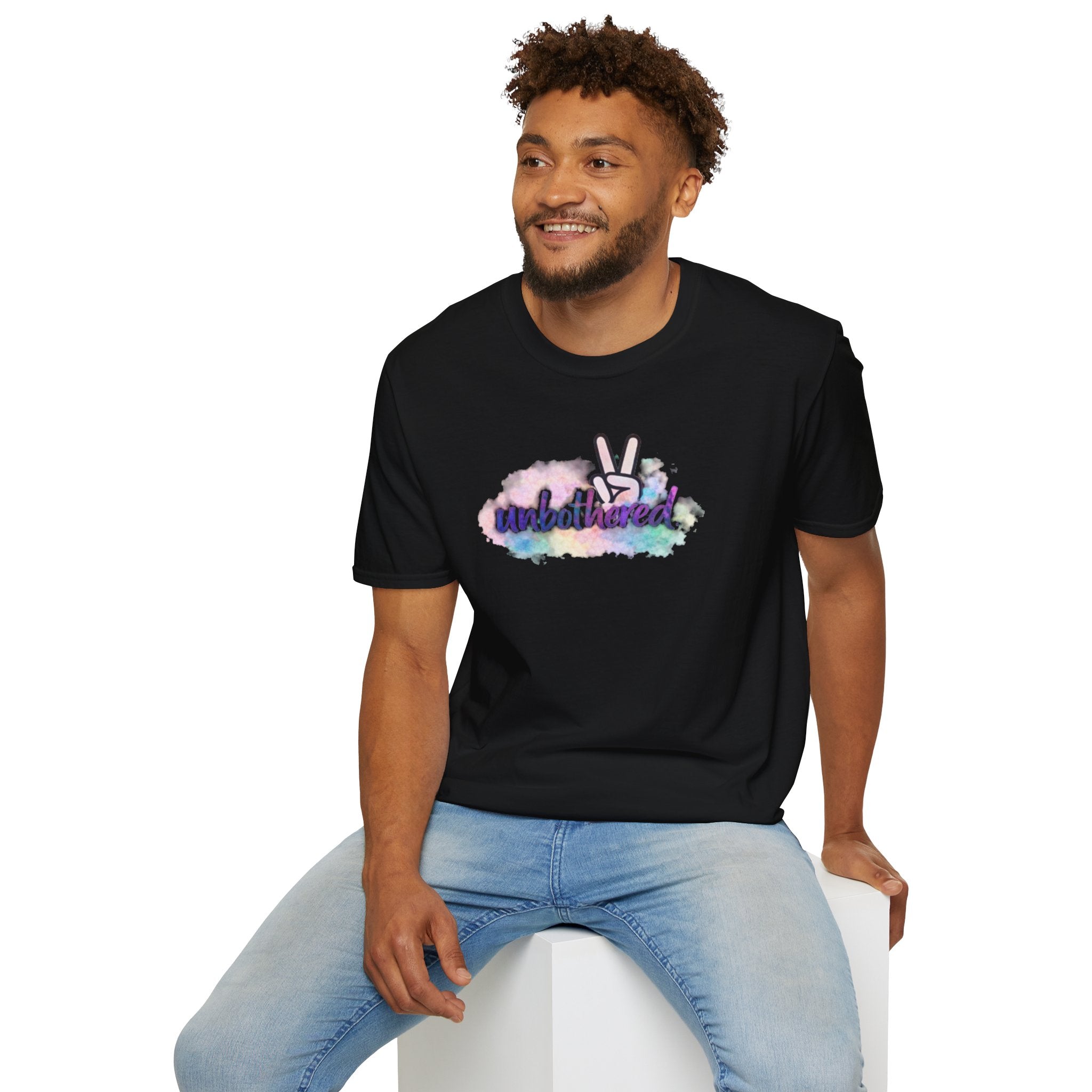 Unbothered Peace Sign T‑Shirt — Colorful Watercolor Graphic Tee