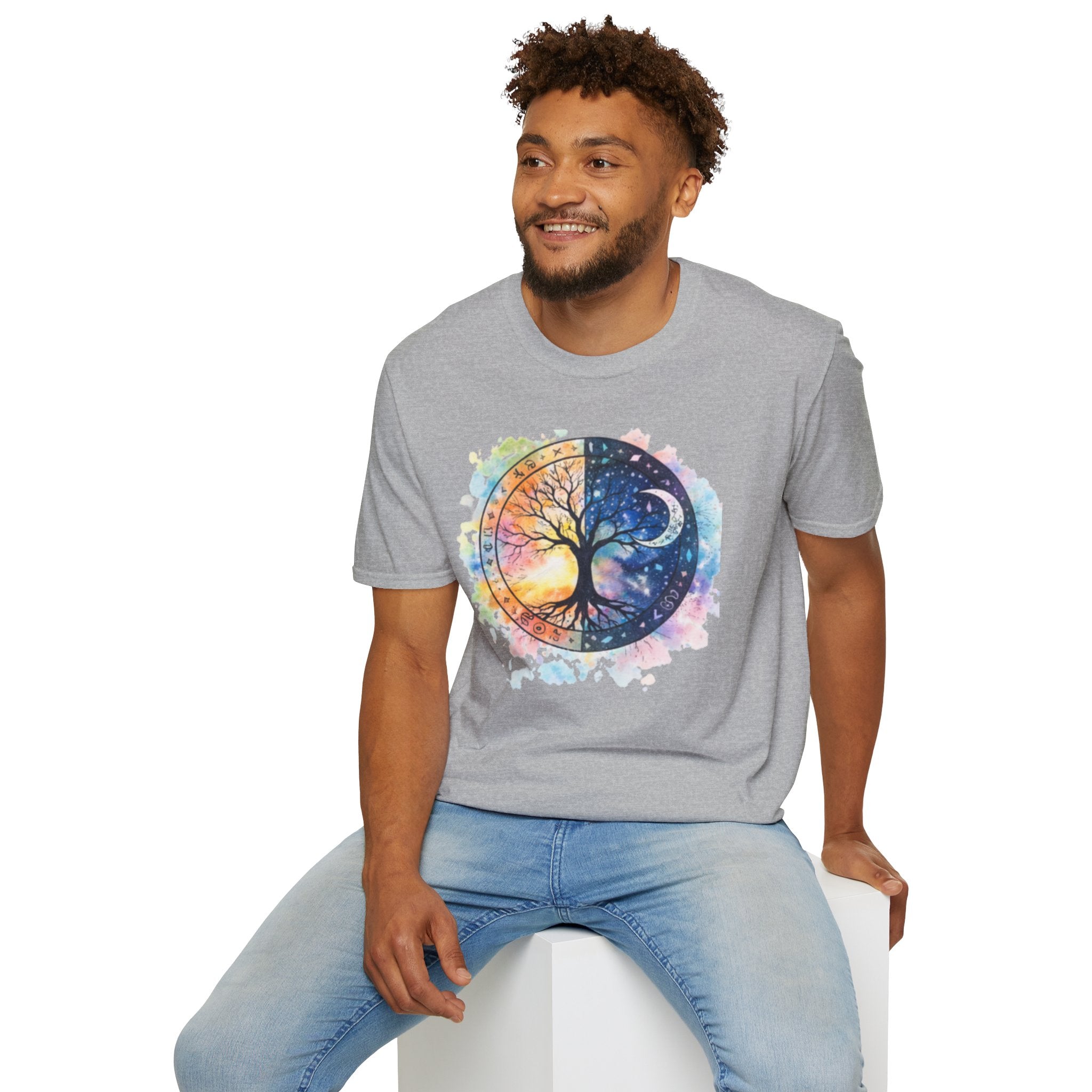 Tree of Life Yin Yang T-Shirt — Watercolor Sun & Moon Graphic Tee
