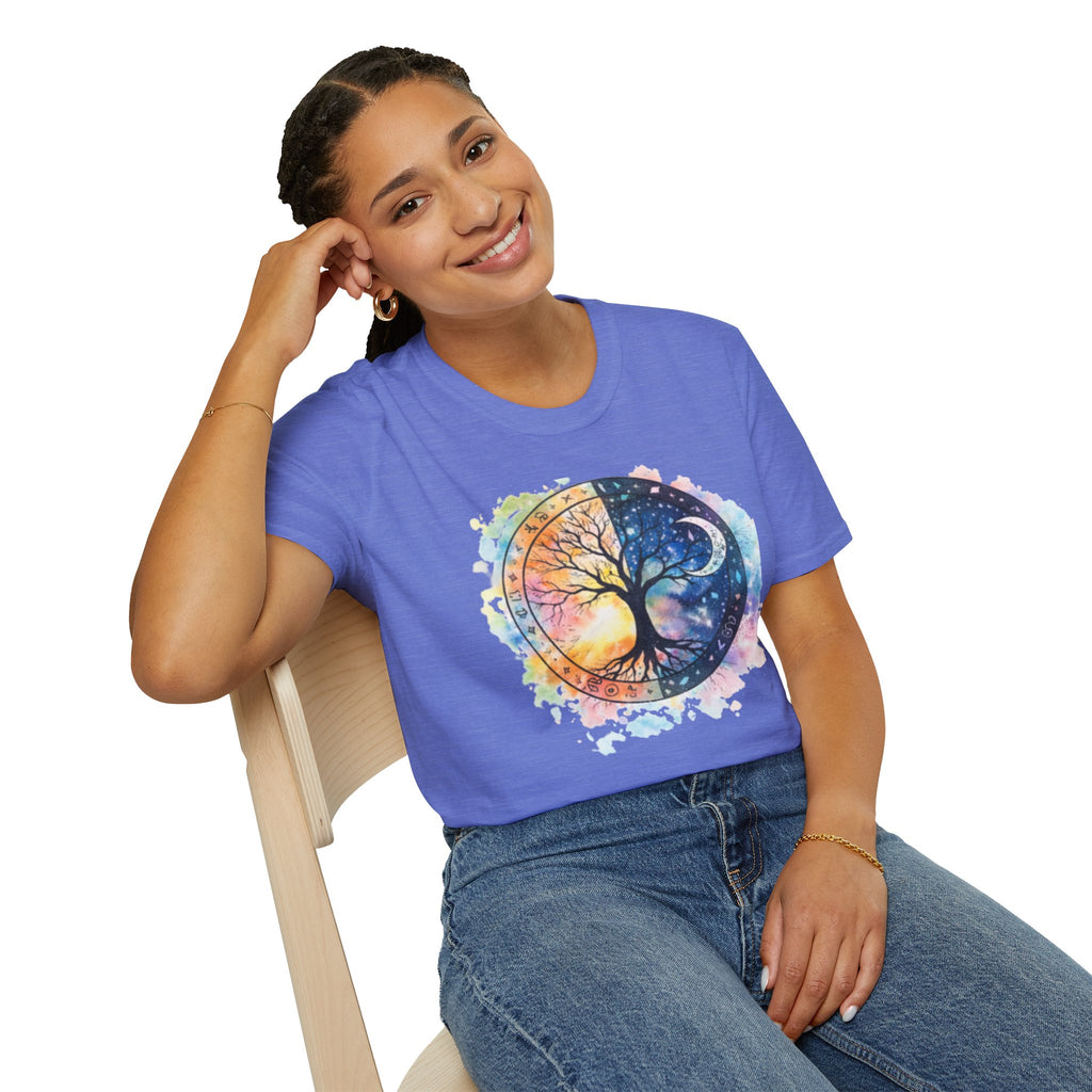 Tree of Life Yin Yang T-Shirt — Watercolor Sun & Moon Graphic Tee