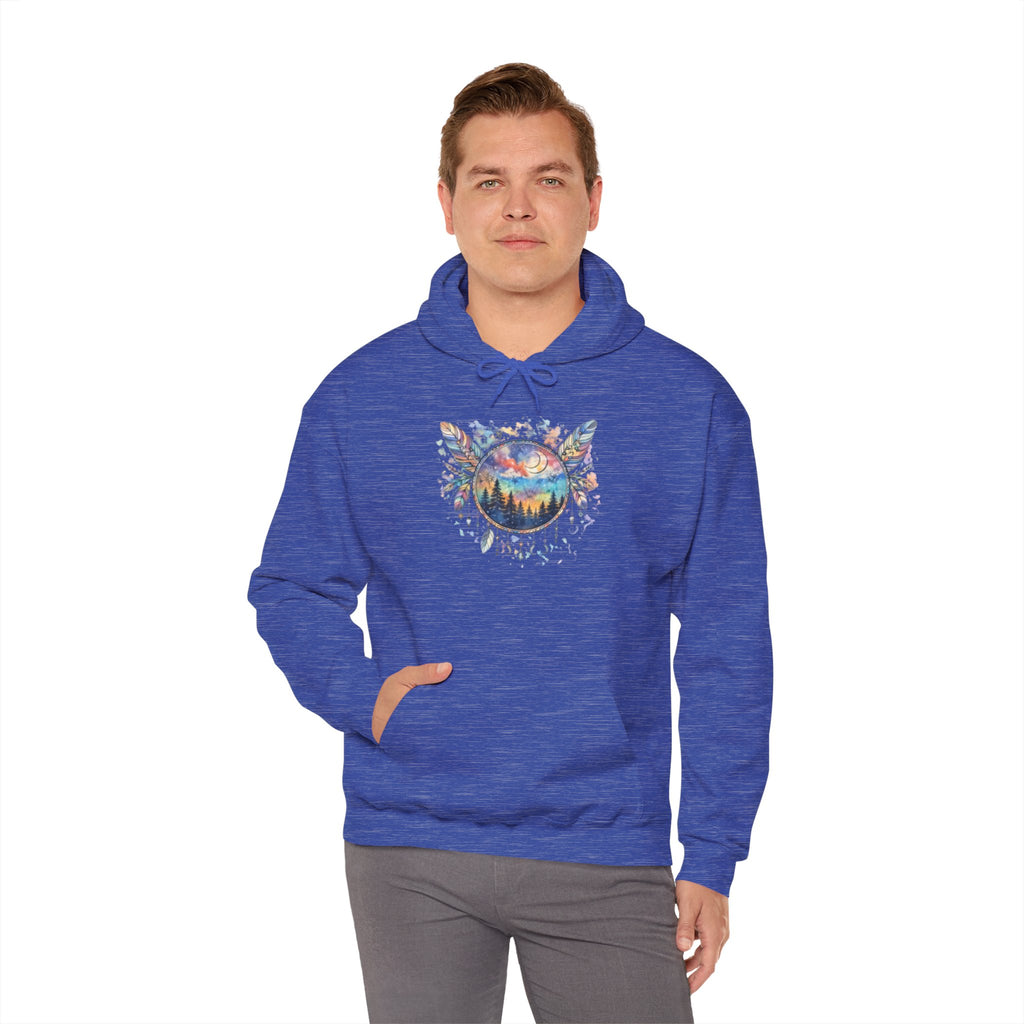 Nature Dreamcatcher Hoodie — Colorful Mountain Sunset Graphic