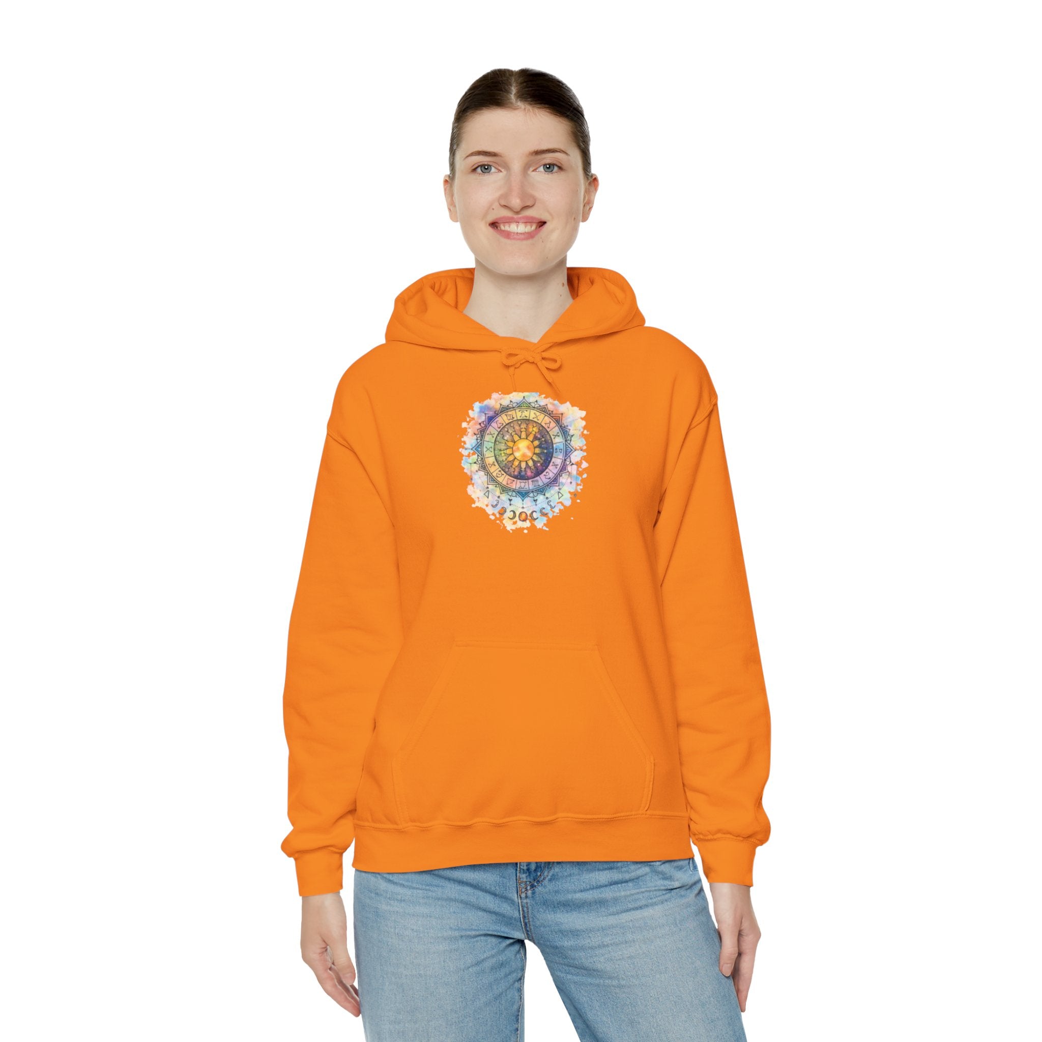 Astrology Compass Hoodie — Boho Tie-Dye Mandala Graphic