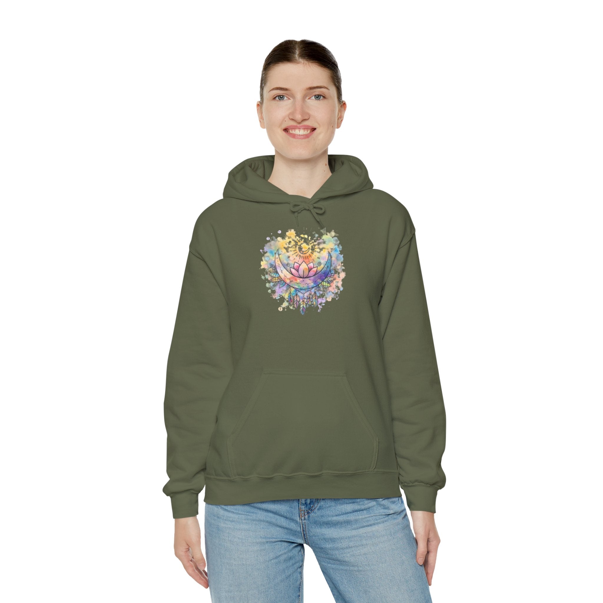 Lotus Watercolor Hoodie – Boho Spiritual Yoga Sweatshirt