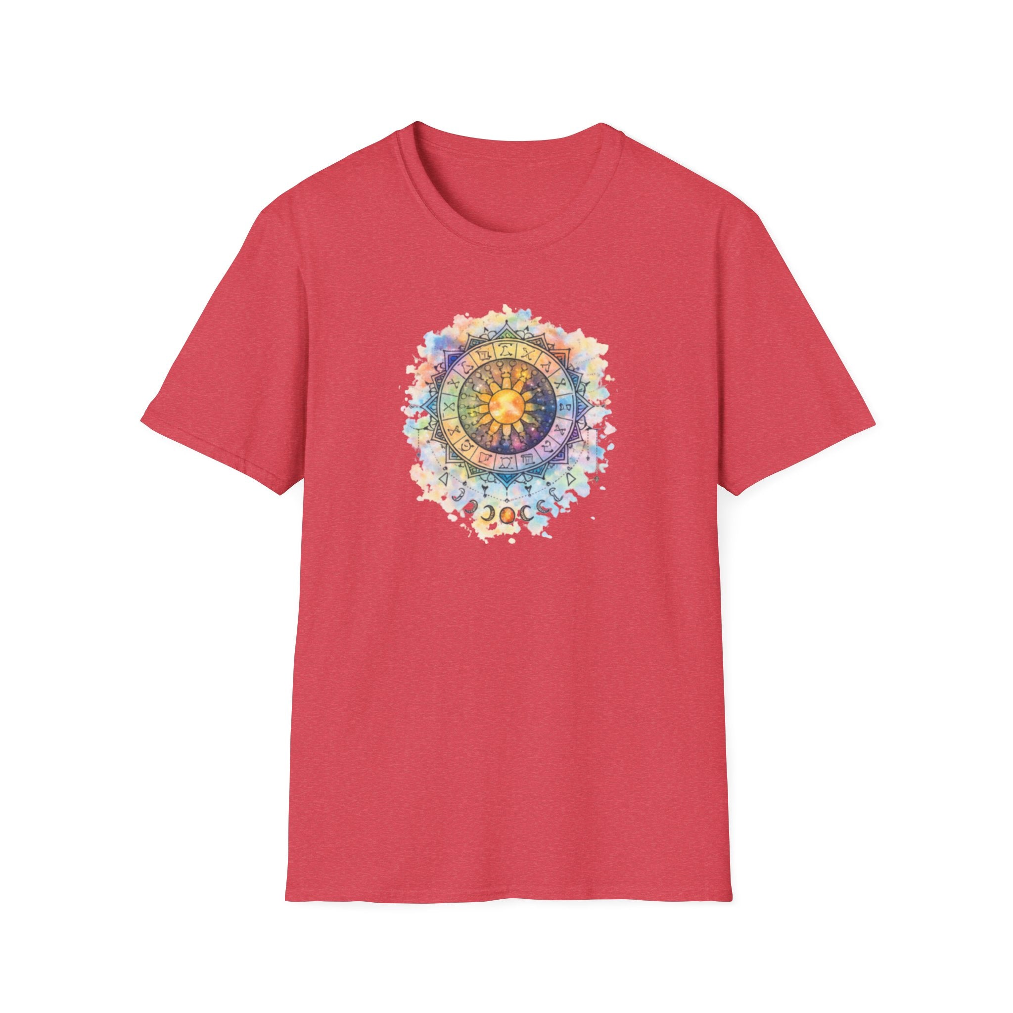 Sun & Moon Zodiac T-Shirt — Watercolor Astrological Mandala Tee