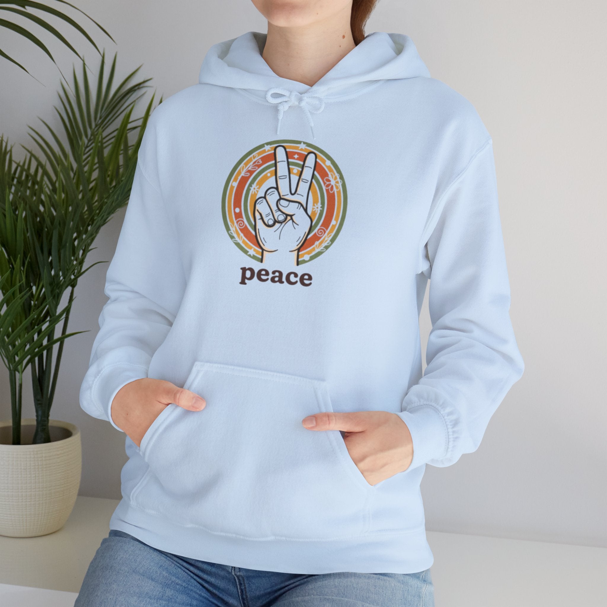 Peace Sign Hoodie — Retro Vibe Peace Hand Graphic Sweatshirt