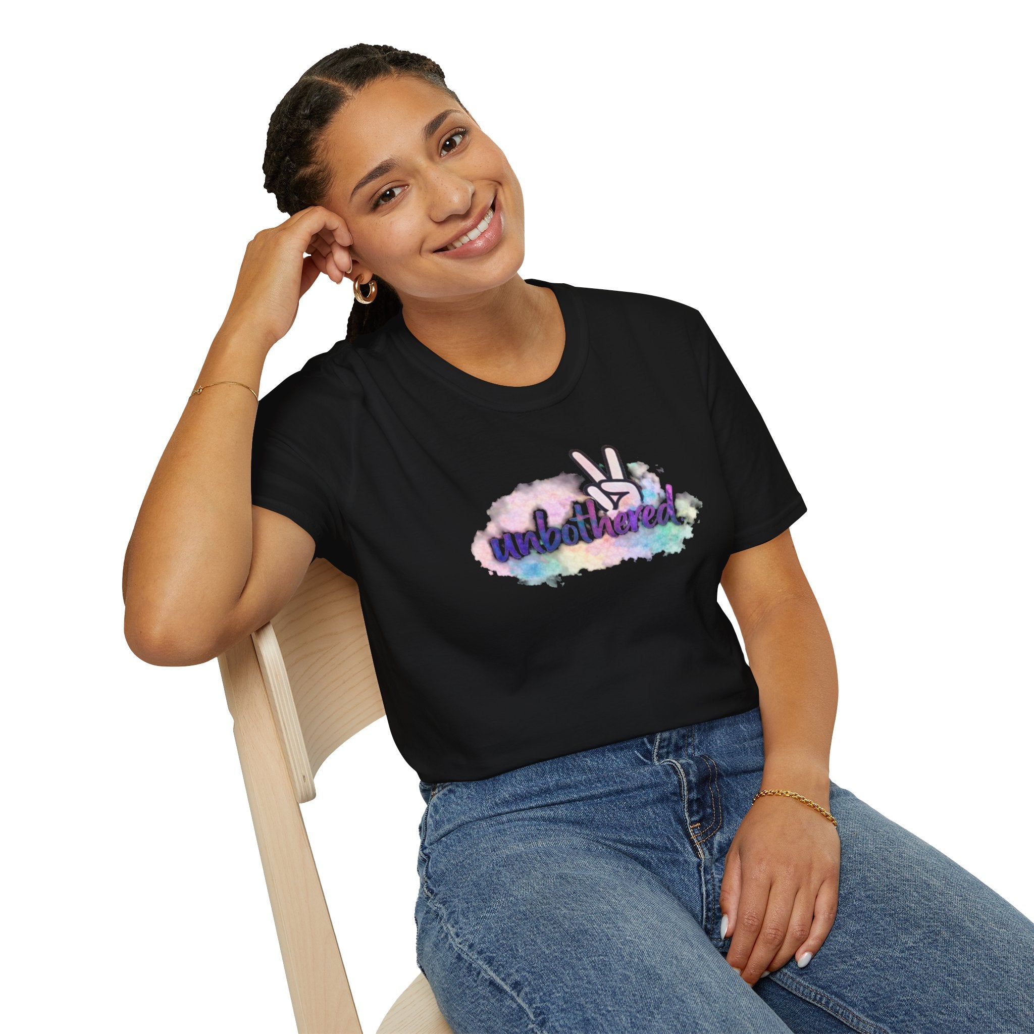 Unbothered Peace Sign T‑Shirt — Colorful Watercolor Graphic Tee