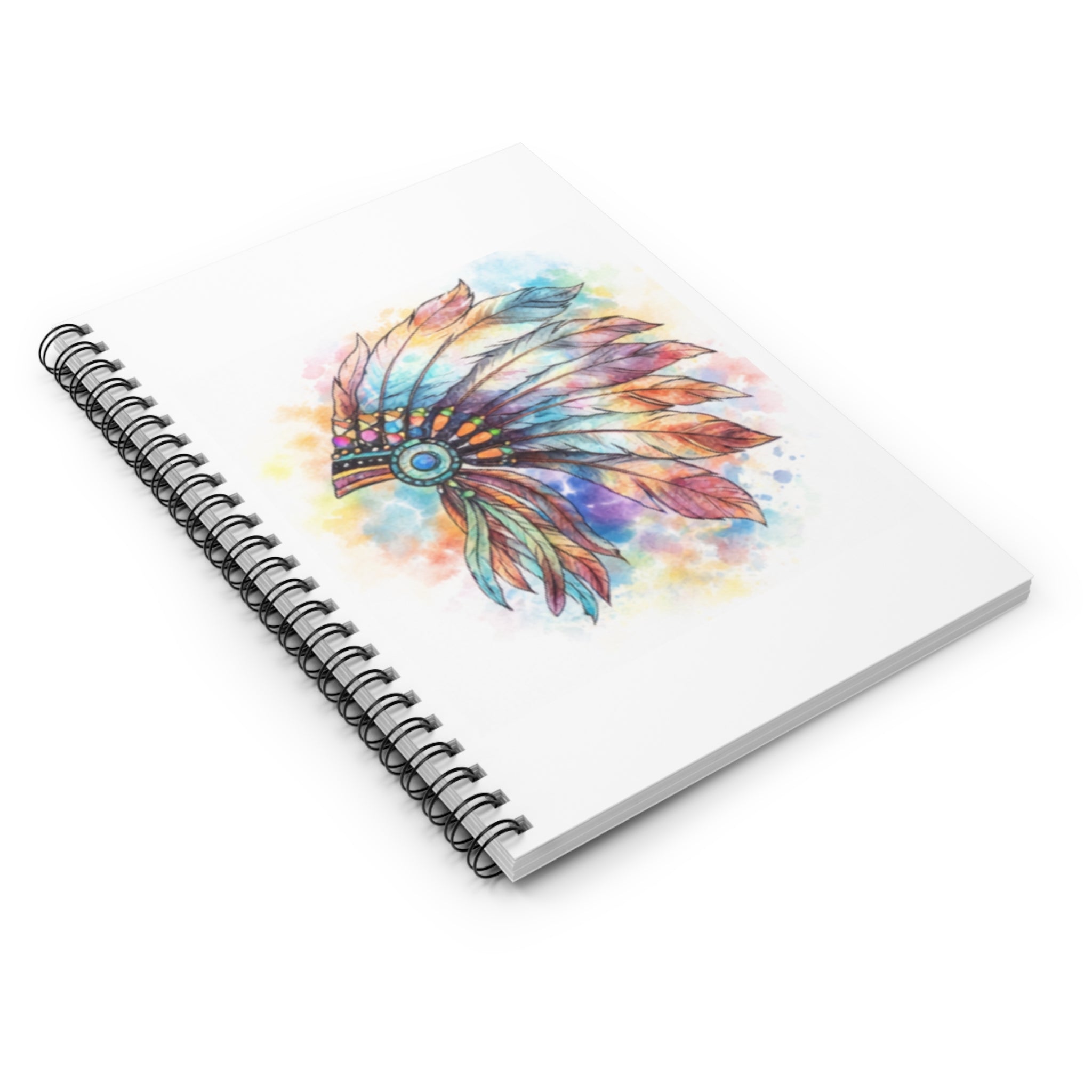 Watercolor Feather Headdress Spiral Notebook — Ruled Journal for Artists & Writers