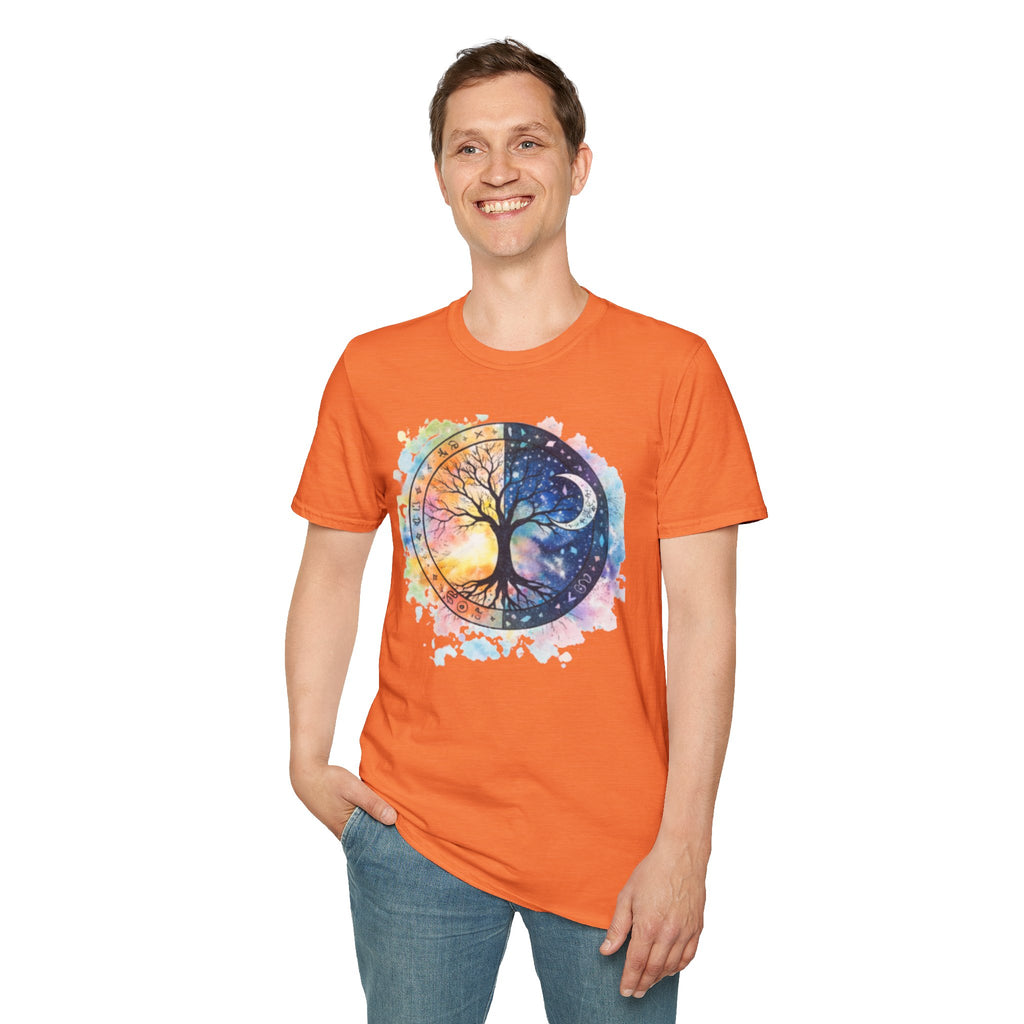 Tree of Life Yin Yang T-Shirt — Watercolor Sun & Moon Graphic Tee