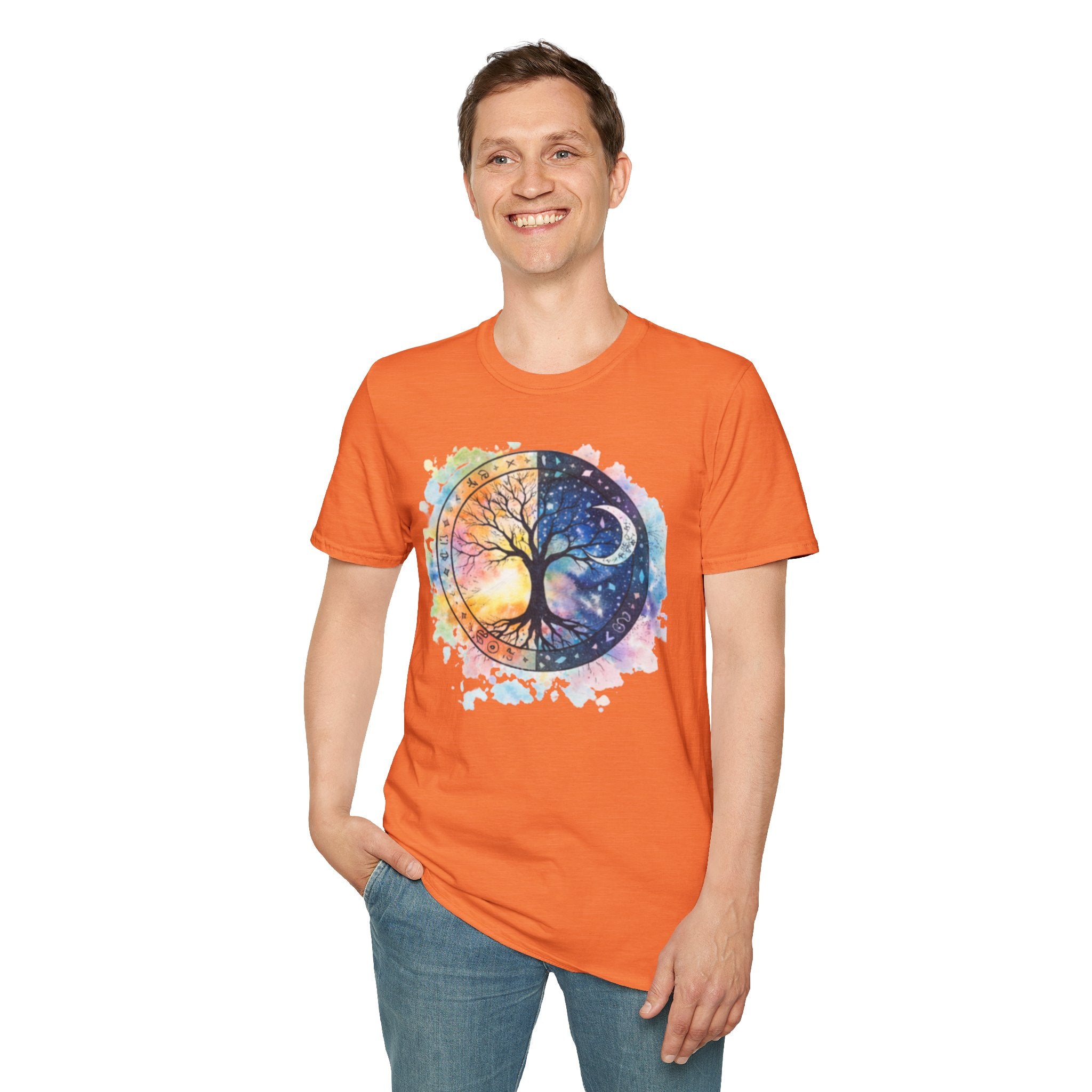 Tree of Life Yin Yang T-Shirt — Watercolor Sun & Moon Graphic Tee