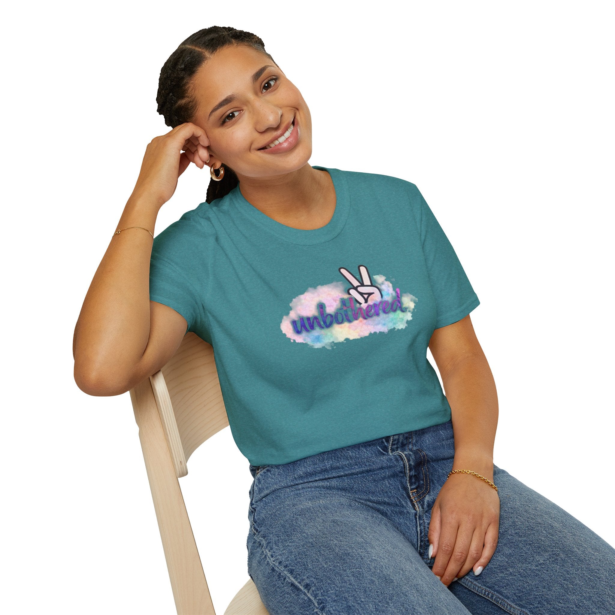 Unbothered Peace Sign T‑Shirt — Colorful Watercolor Graphic Tee