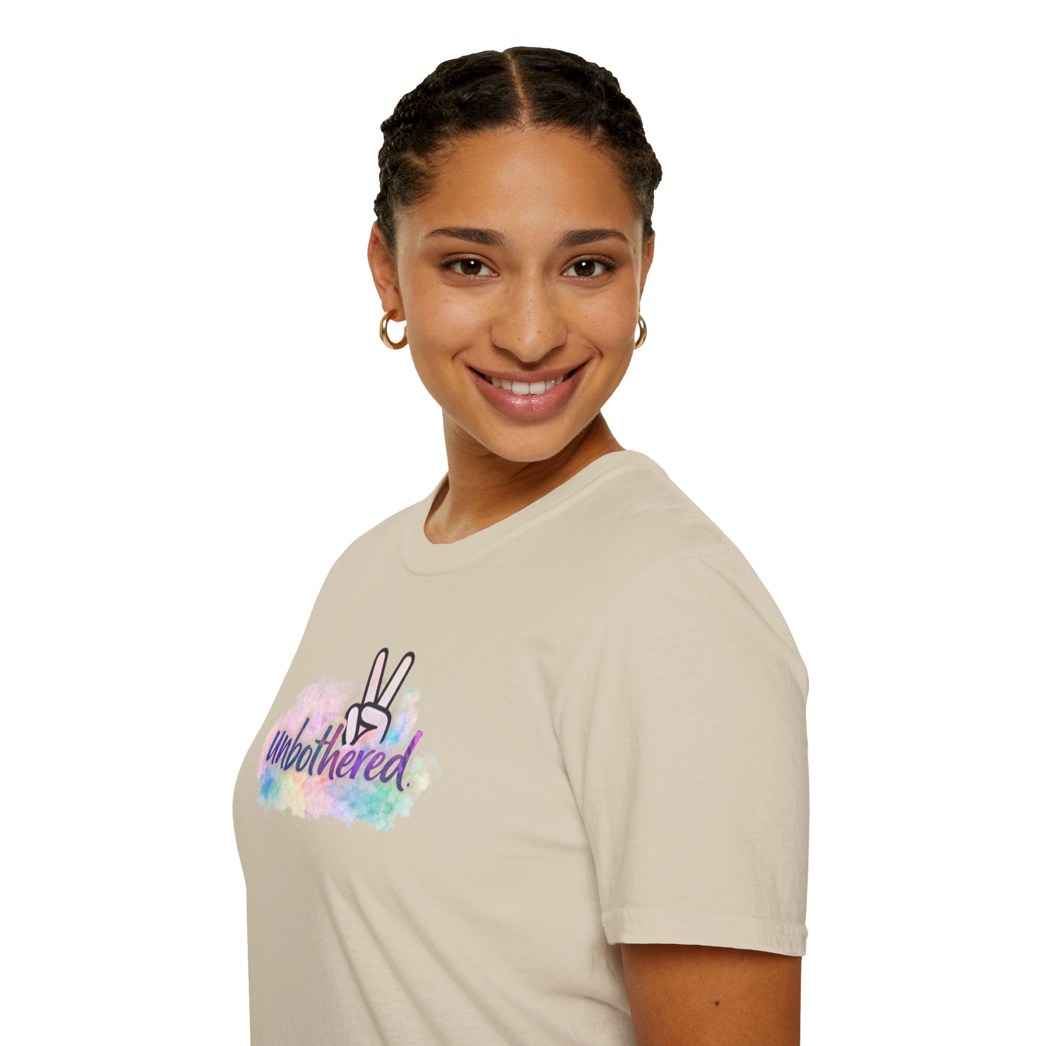 Unbothered Peace Sign T‑Shirt — Colorful Watercolor Graphic Tee