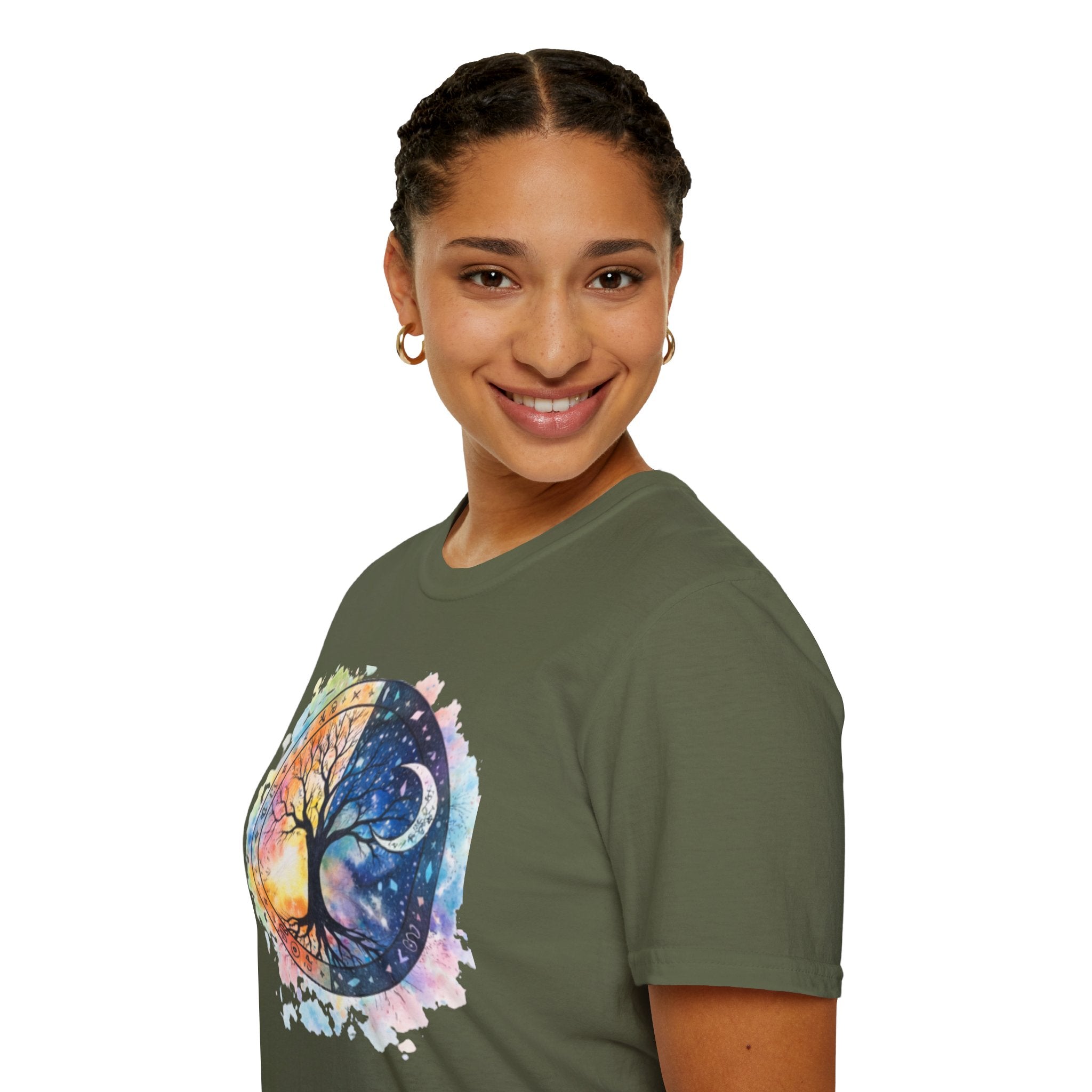 Tree of Life Yin Yang T-Shirt — Watercolor Sun & Moon Graphic Tee