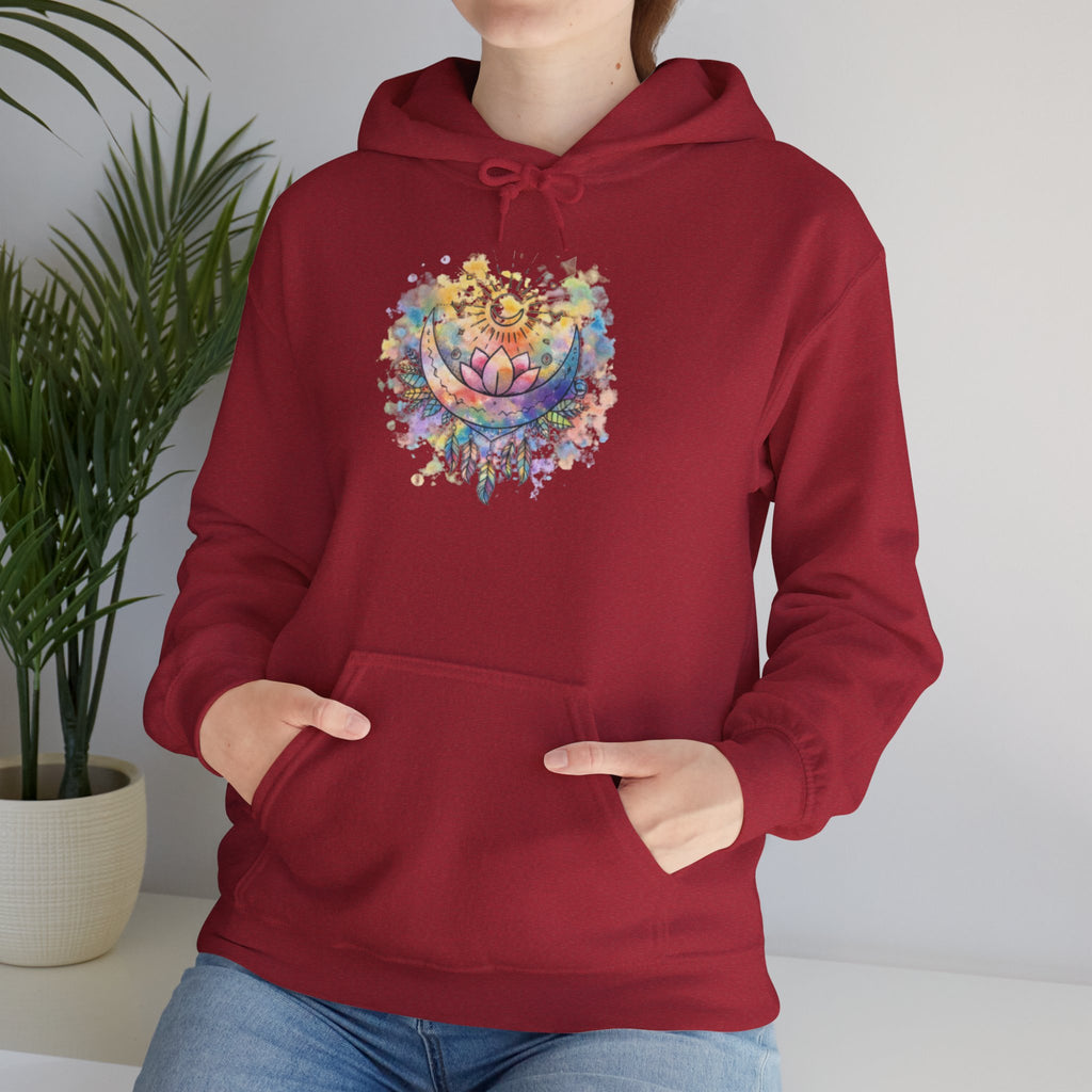 Lotus Watercolor Hoodie – Boho Spiritual Yoga Sweatshirt