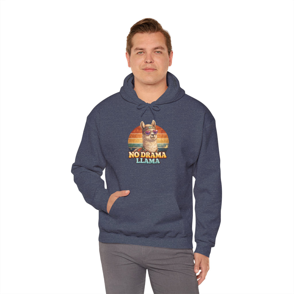 No Drama Llama Hoodie – Retro Sunset Graphic Pullover