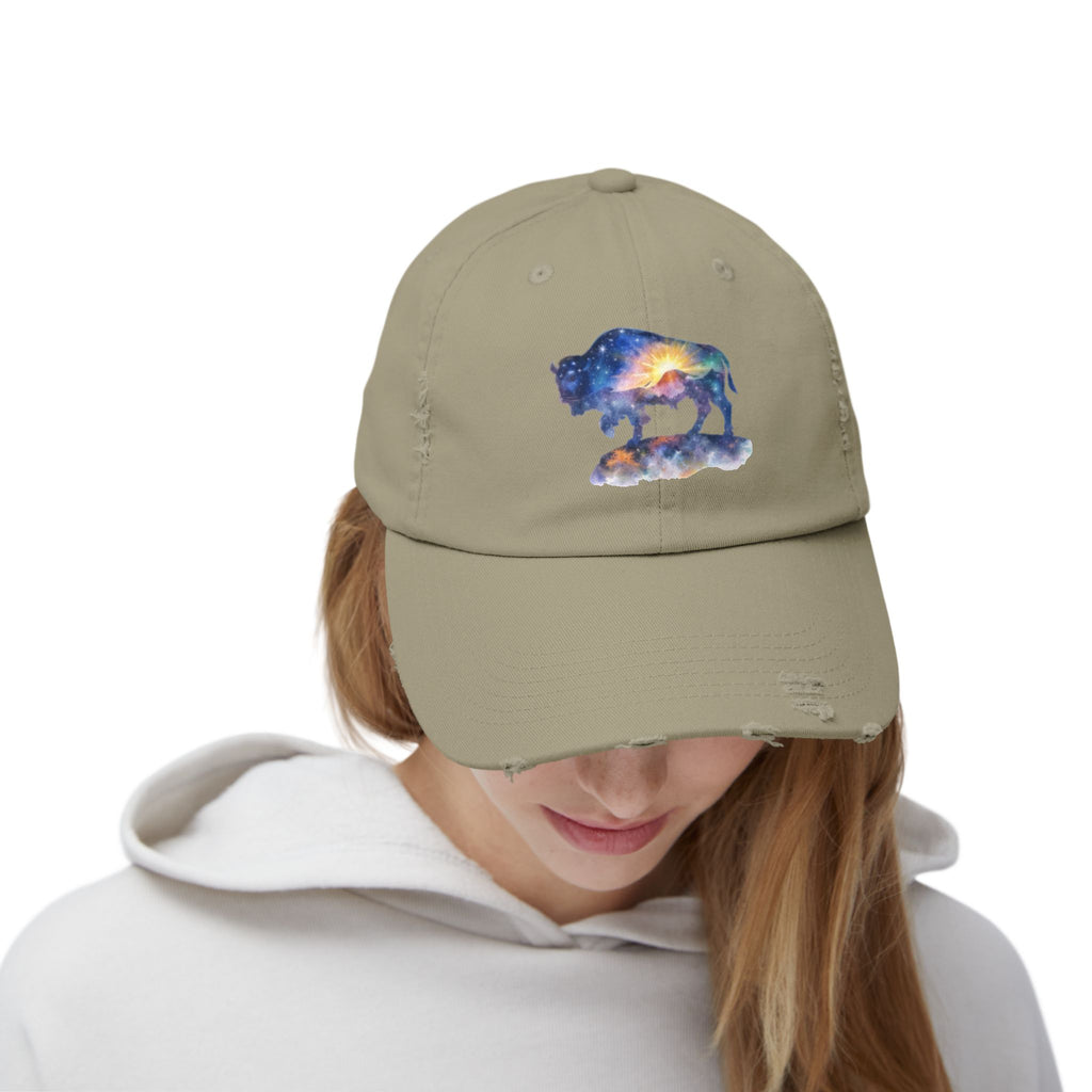 Distressed Bison Hat — Galaxy Sky Bison Cap