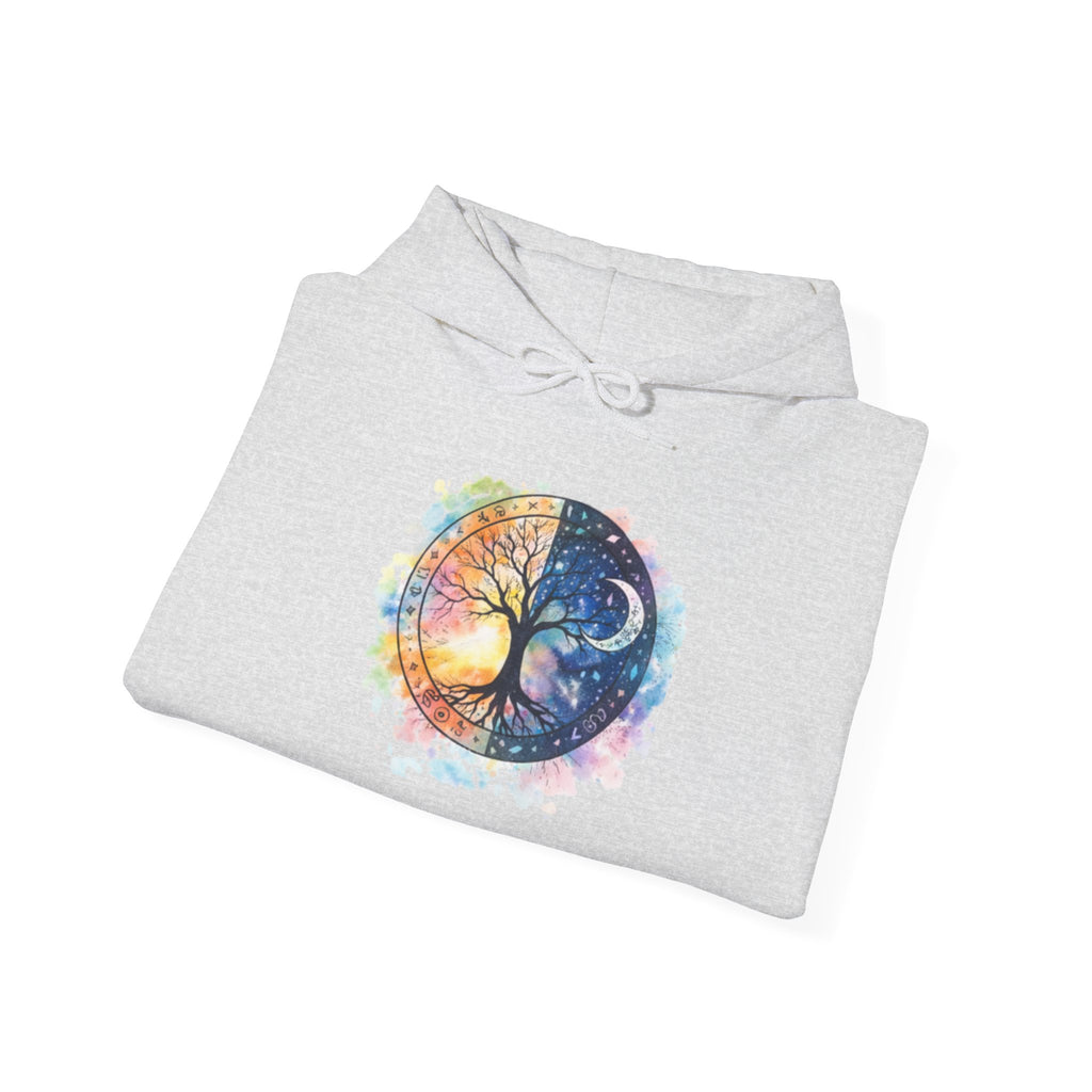 Yin Yang Tree Of Life Hoodie — Colorful Sun & Moon Spiritual Pullover