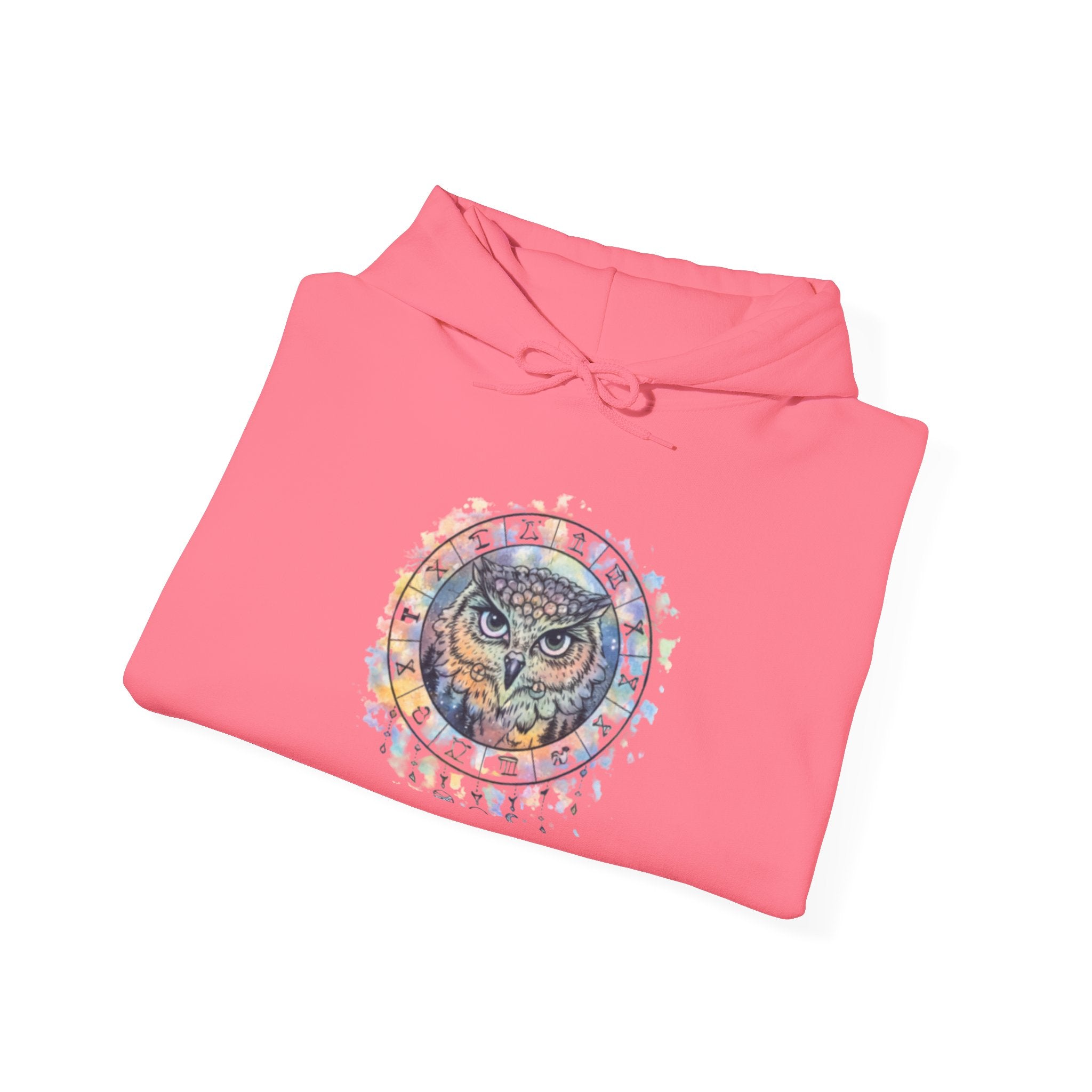 Owl Mandala Hoodie — Colorful Spiritual Owl Graphic Sweatshirt