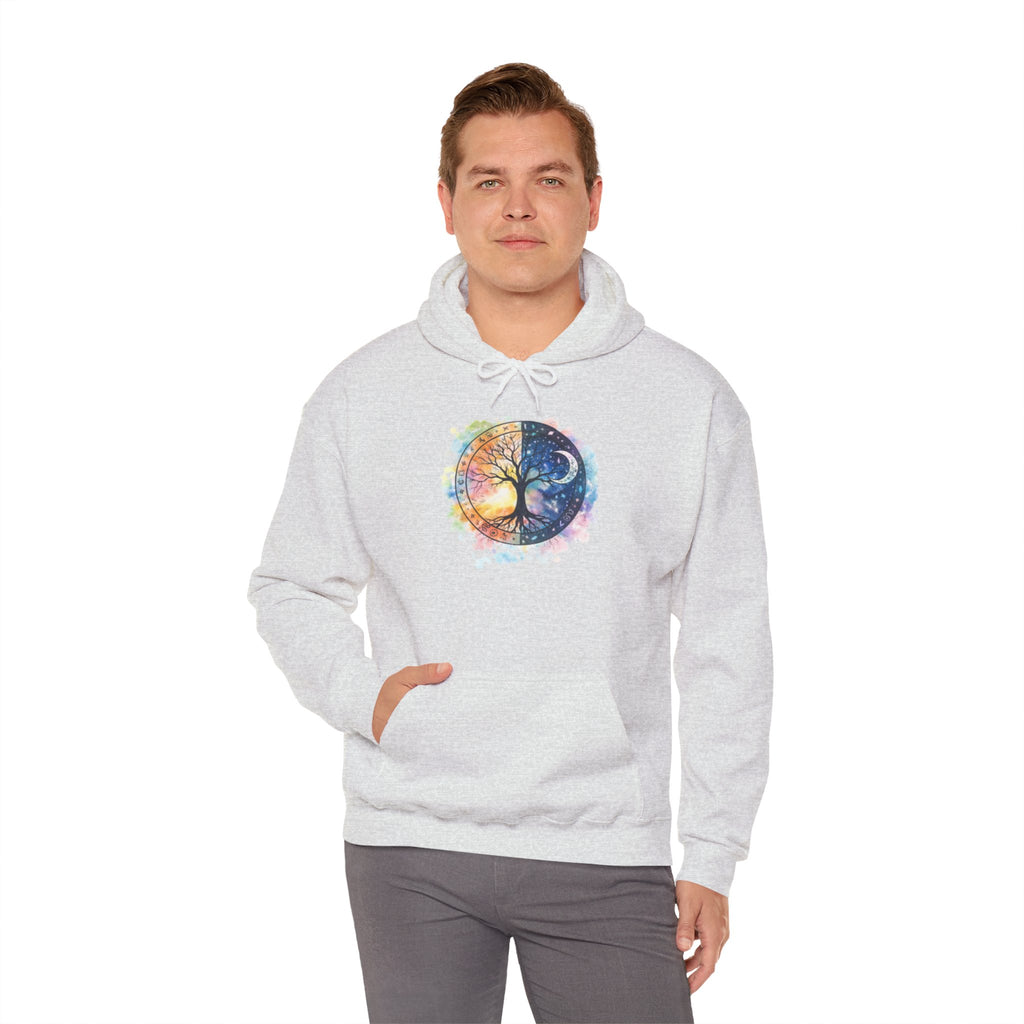 Yin Yang Tree Of Life Hoodie — Colorful Sun & Moon Spiritual Pullover