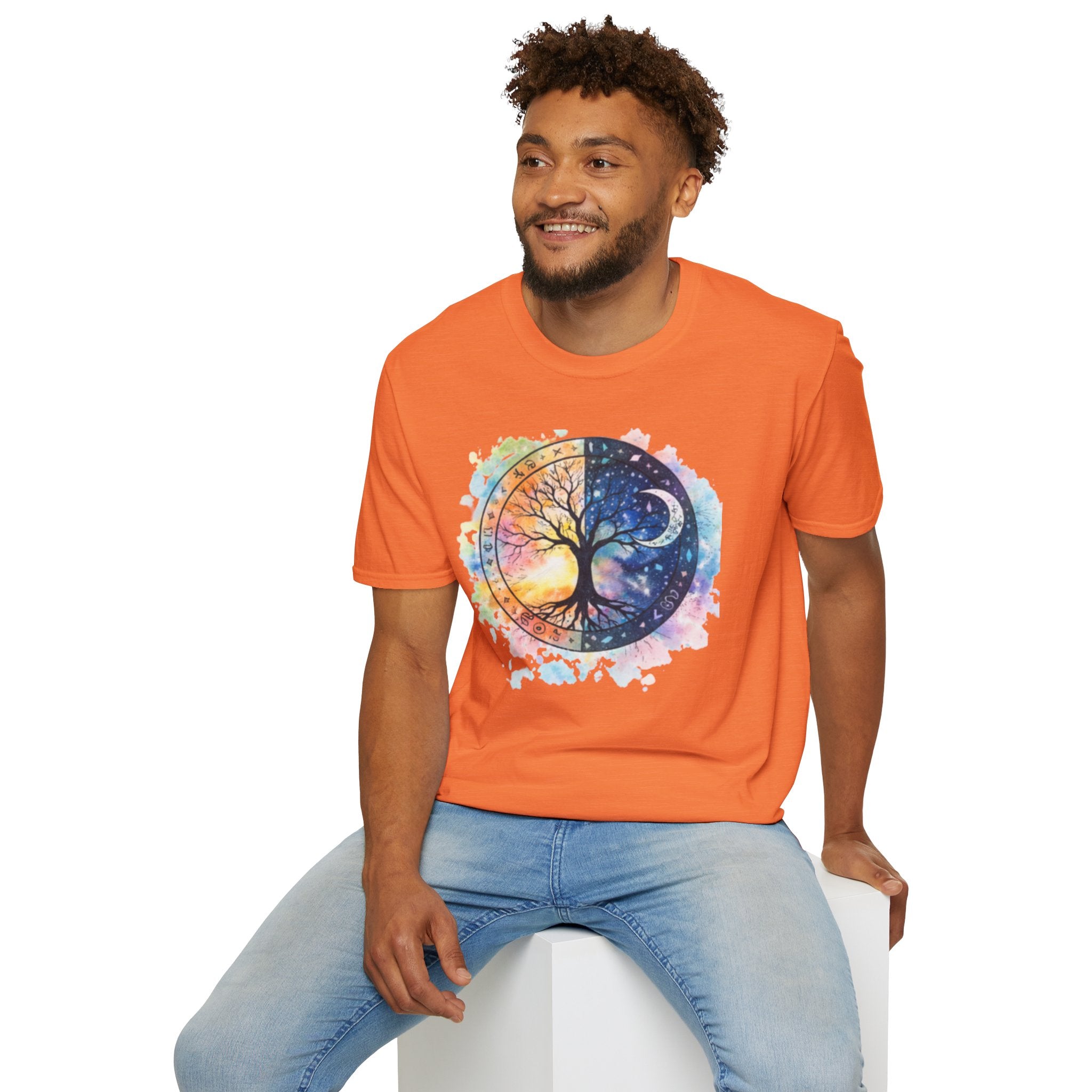 Tree of Life Yin Yang T-Shirt — Watercolor Sun & Moon Graphic Tee