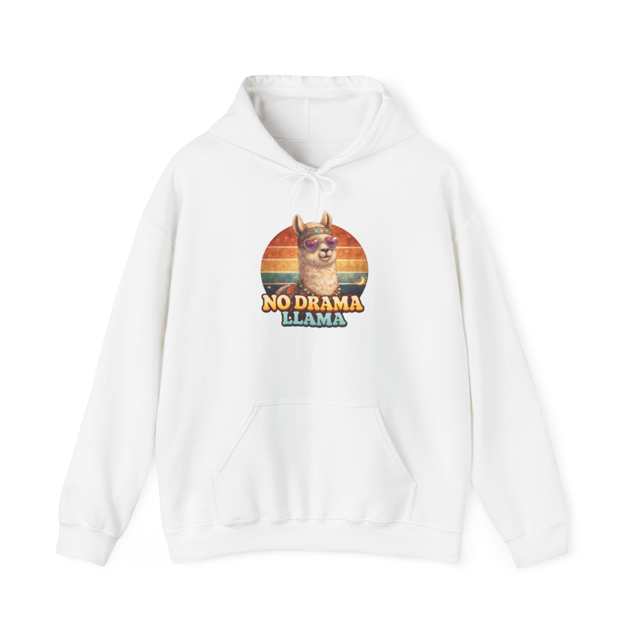 No Drama Llama Hoodie – Retro Sunset Graphic Pullover
