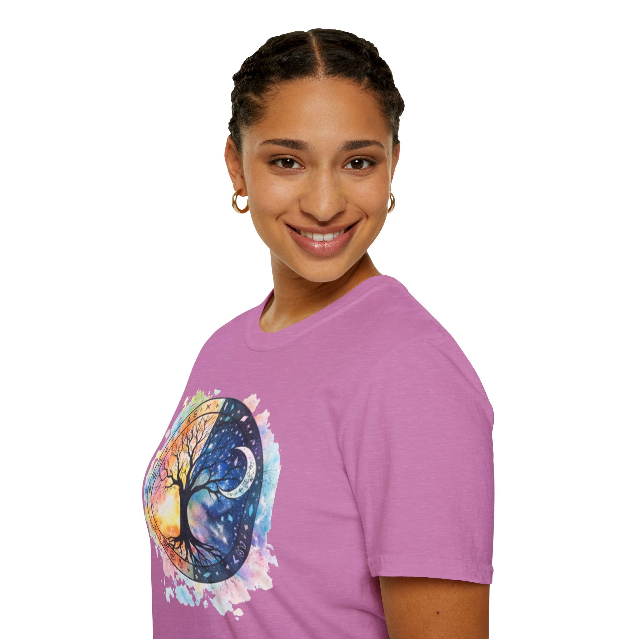 Tree of Life Yin Yang T-Shirt — Watercolor Sun & Moon Graphic Tee