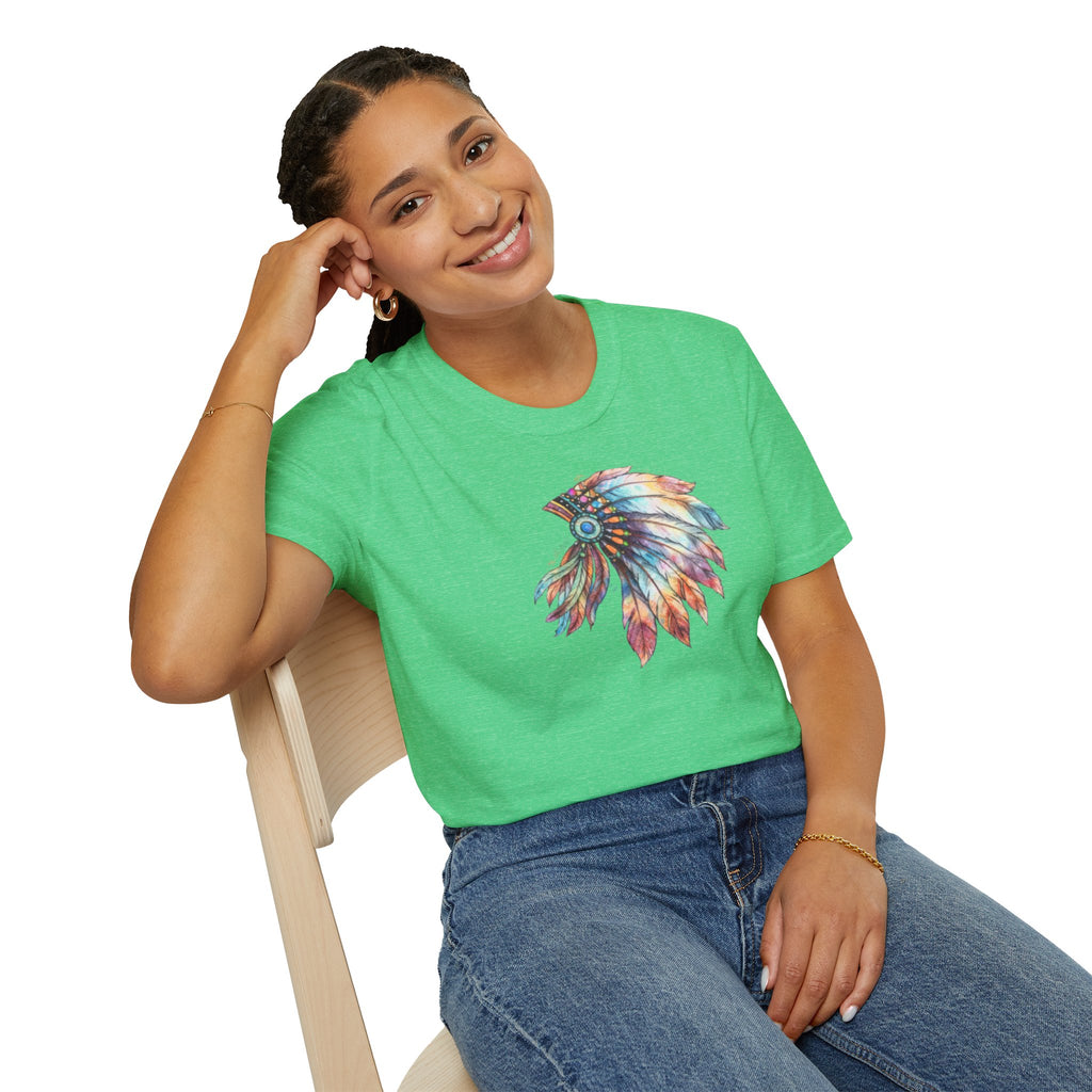 Native American Watercolor Headdress T-Shirt