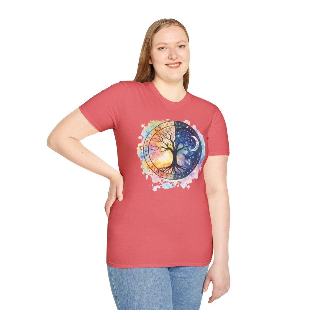 Tree of Life Yin Yang T-Shirt — Watercolor Sun & Moon Graphic Tee