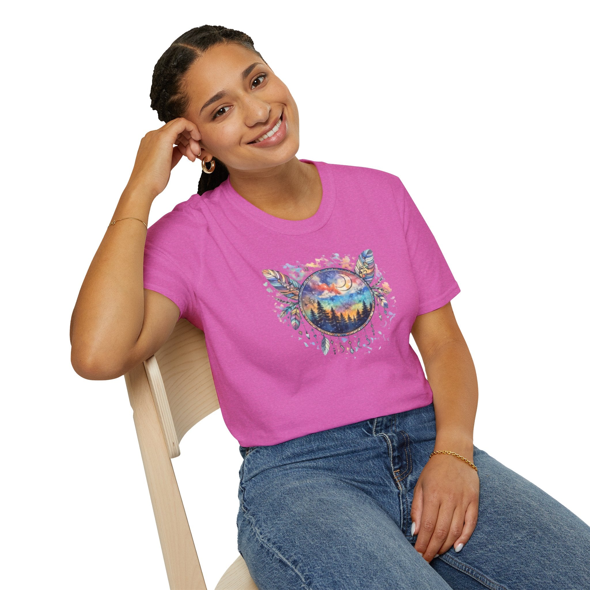 Watercolor Dreamcatcher Sunset T-Shirt — Boho Spiritual Tee