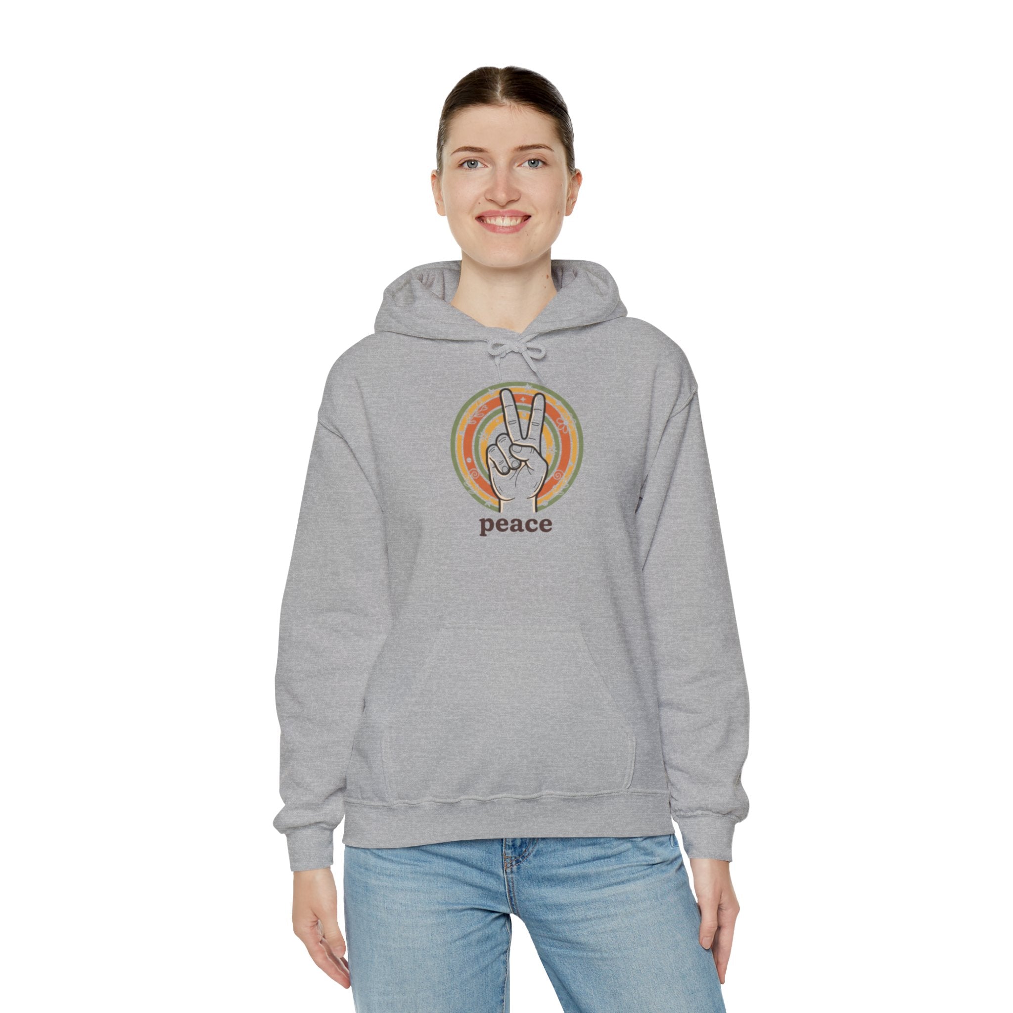 Peace Sign Hoodie — Retro Vibe Peace Hand Graphic Sweatshirt