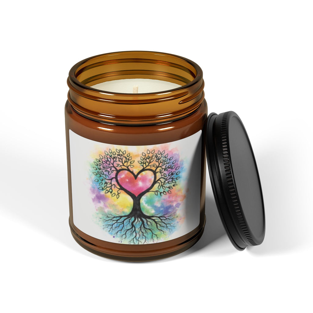 Rainbow Heart Tree Candle | Soy Amber Jar