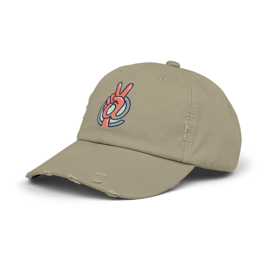Peace Hand Distressed Cap — Vintage Peace Sign Baseball Hat